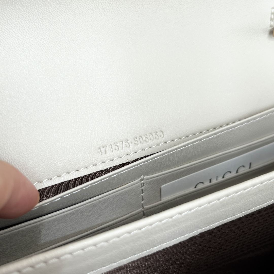 Gucci Marmont Chain Wallet - White Gold Wallet