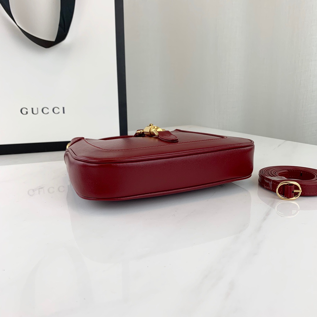 GUCCI Boarded Dyana Lux Calfskin Mini Jackie 1961 Hobo New Cherry Red - Bag