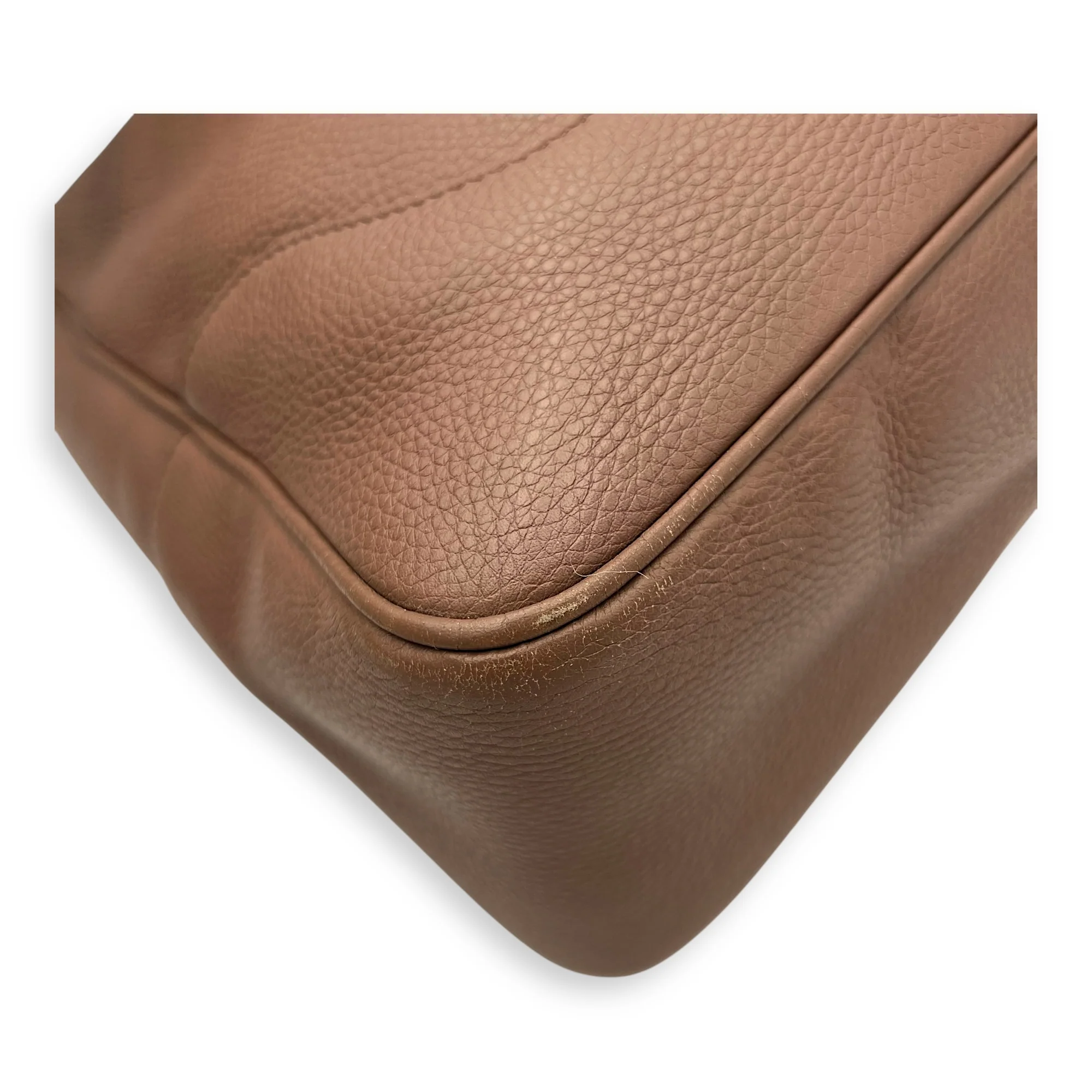 Bamboo Brown Top Handle Bag in Calfskin, Gold hardware