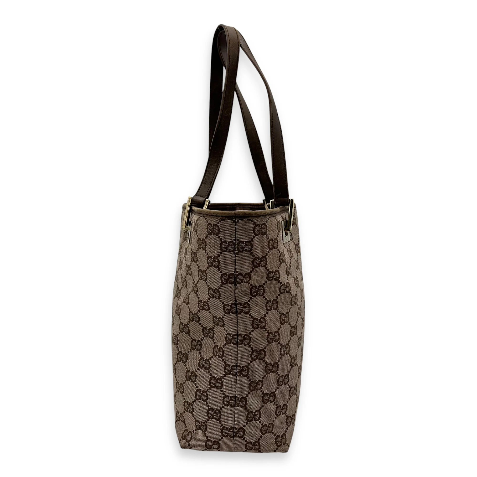 GG Tote Bag Brown in Canvas, Gold hardware