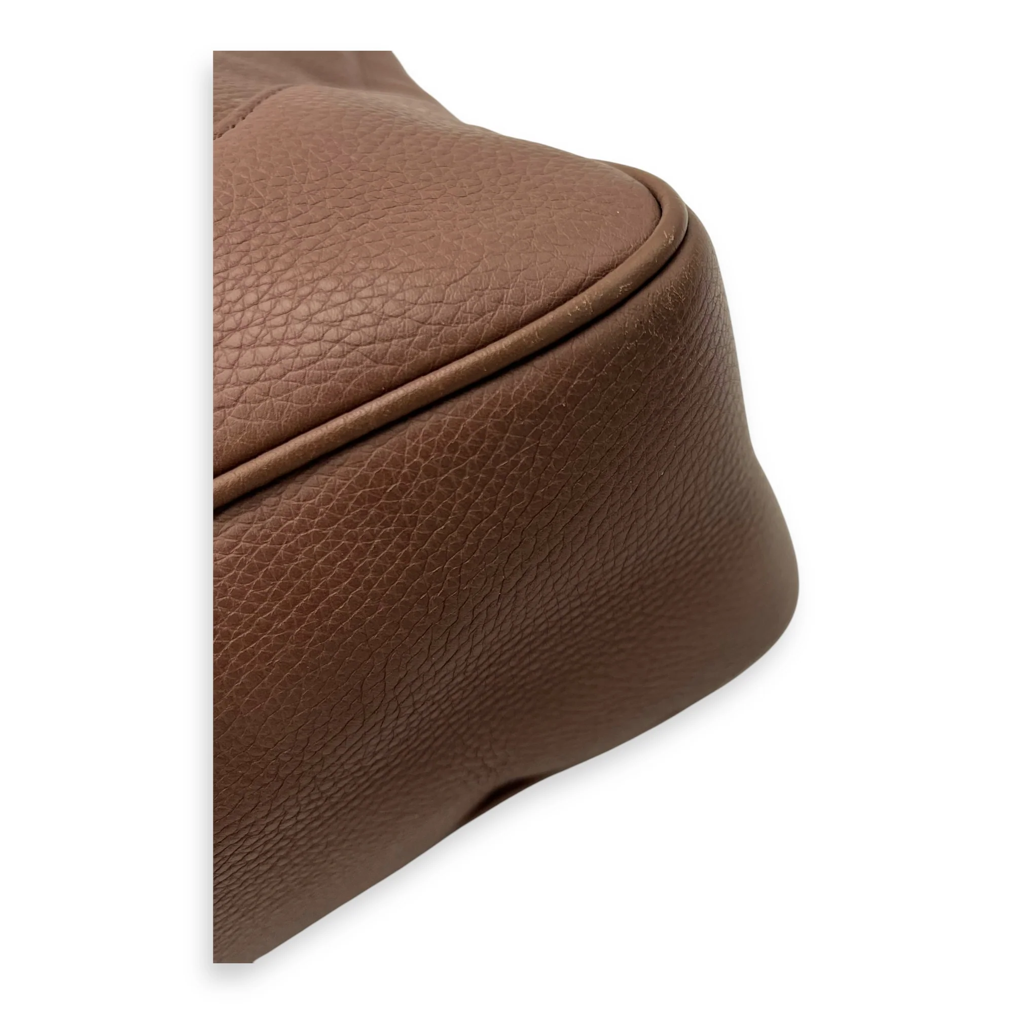 Bamboo Brown Top Handle Bag in Calfskin, Gold hardware