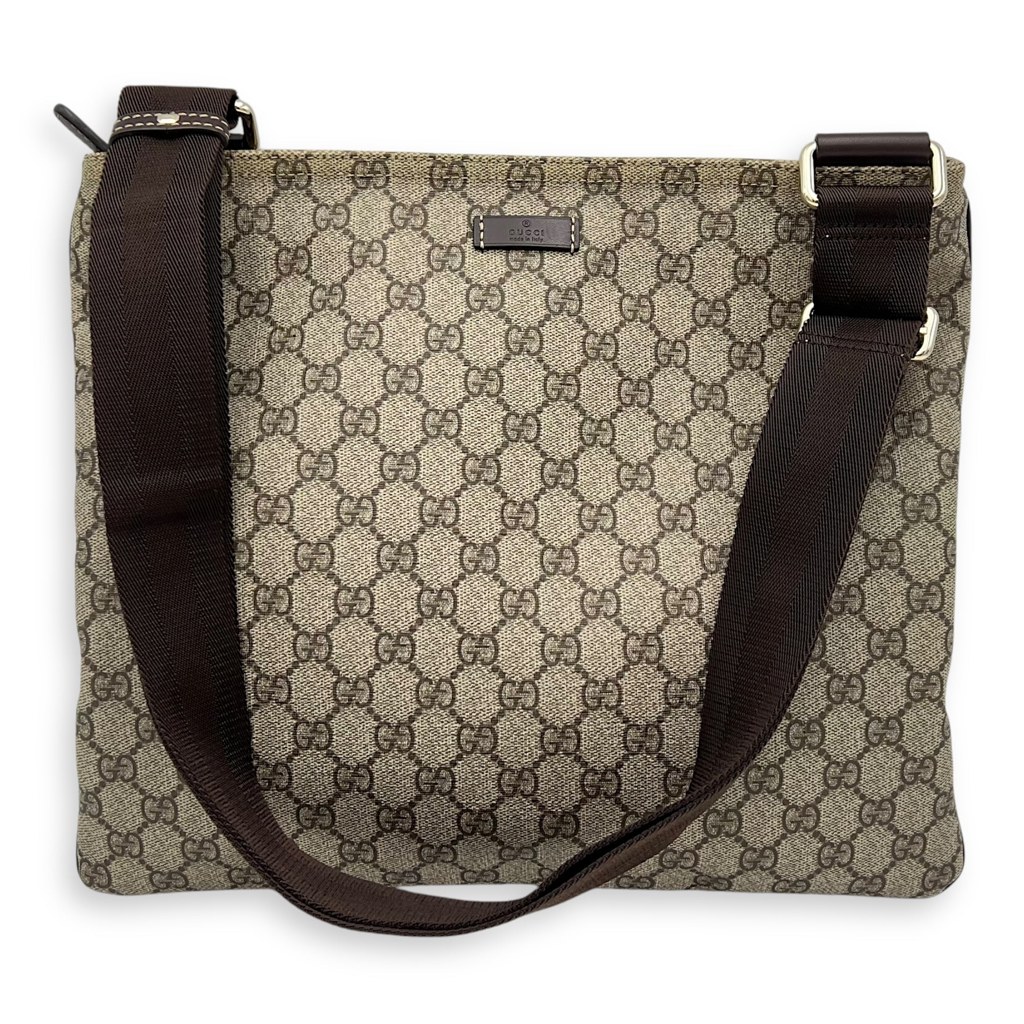 GG Supreme Crossbody Bag Brown in Monogram Coated Canvas, Gold hardware