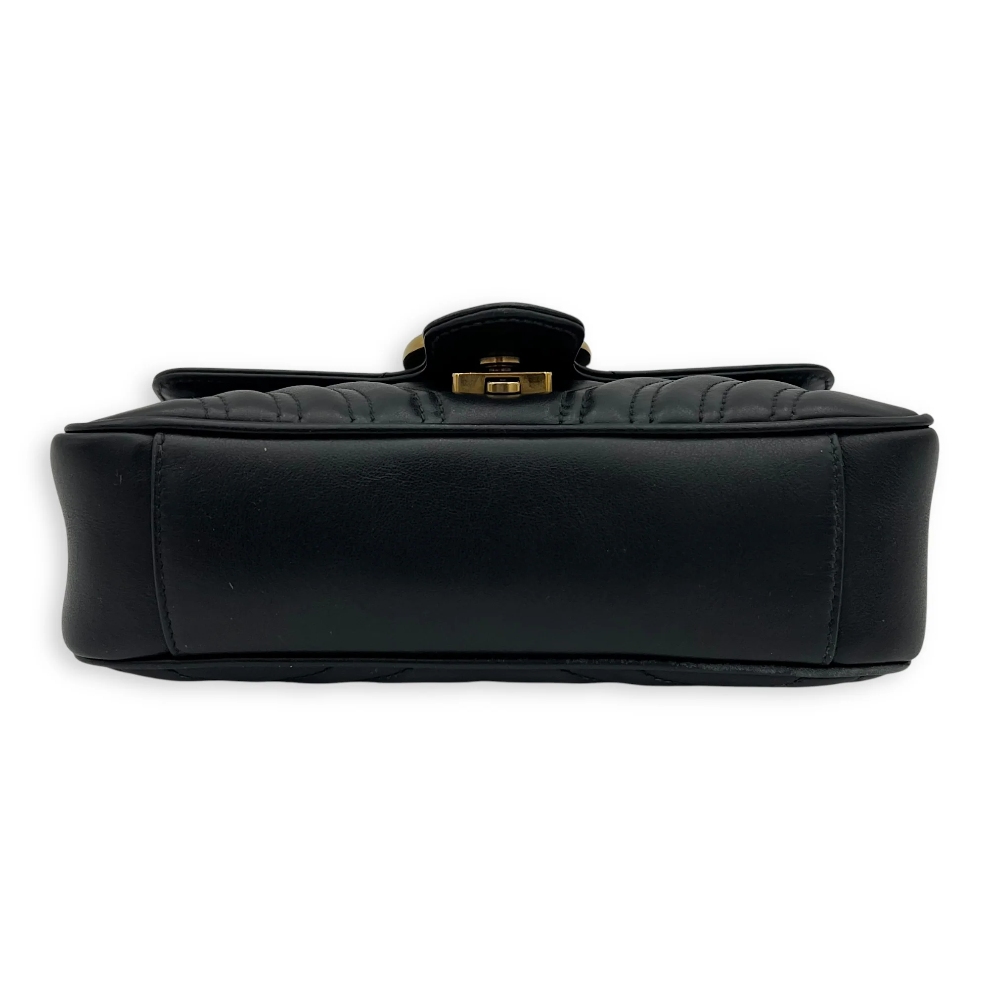 GG Marmont Mini Black Crossbody Bag in Calfskin, Gold hardware