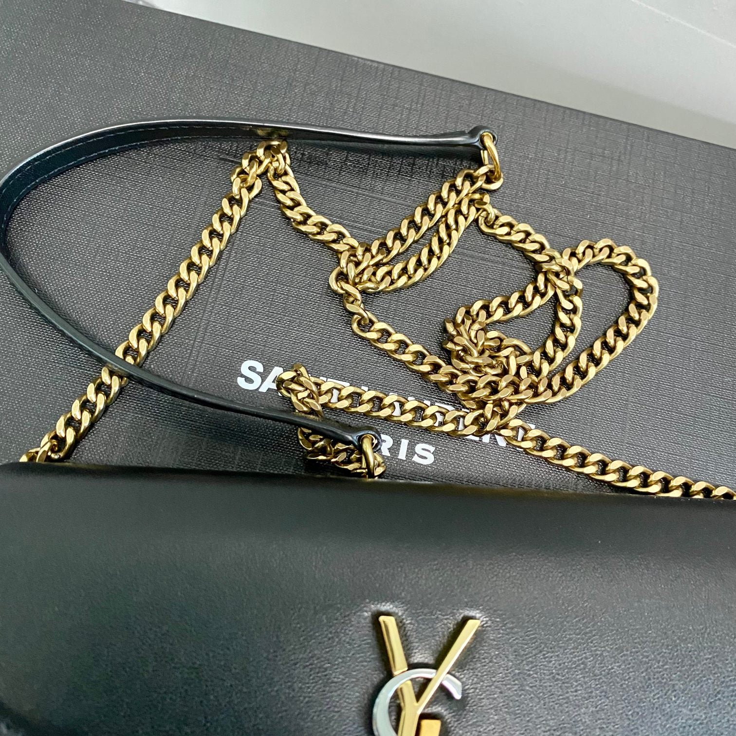 YSL Cassandre Envelope Chain Wallet In Smooth Leather