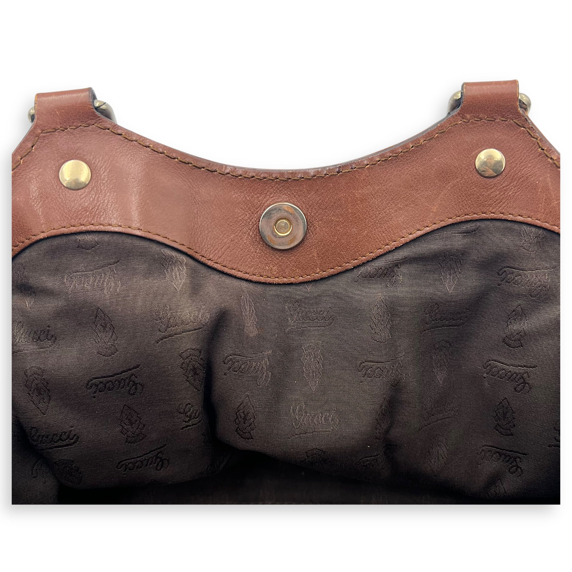 Shukey Shoulder Bag Brown in Calfskin, Gold hardware