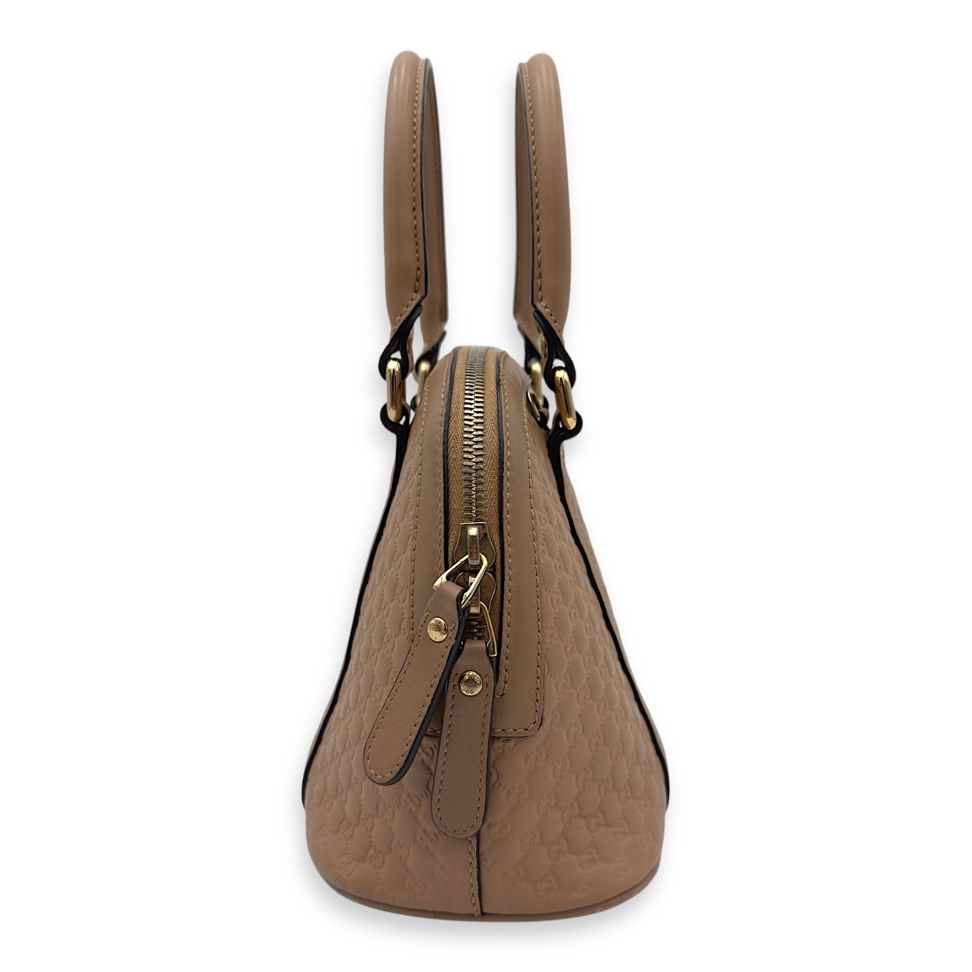 Dome Top Handle Bag Beige in Calfskin, Gold hardware
