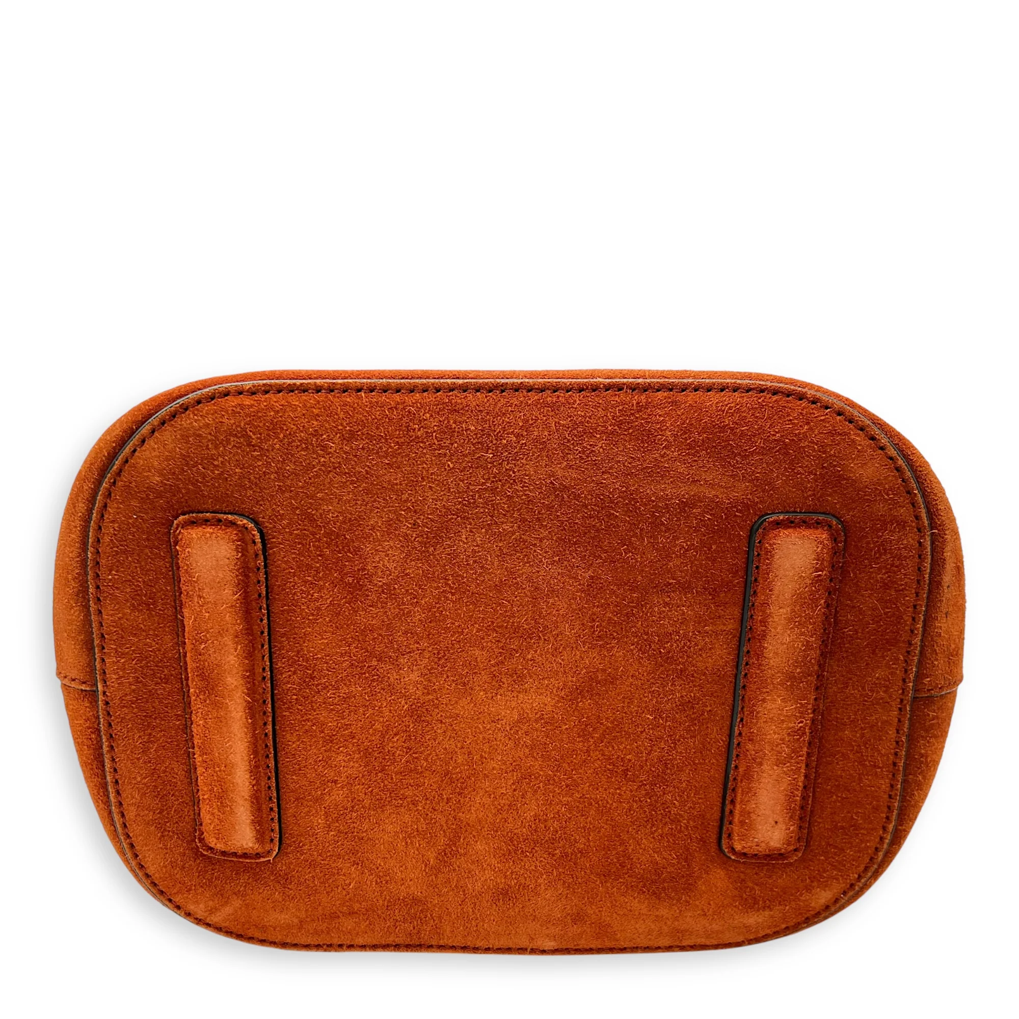 Jackie Orange Bucket Bag in Suede Leather, Gold hardware