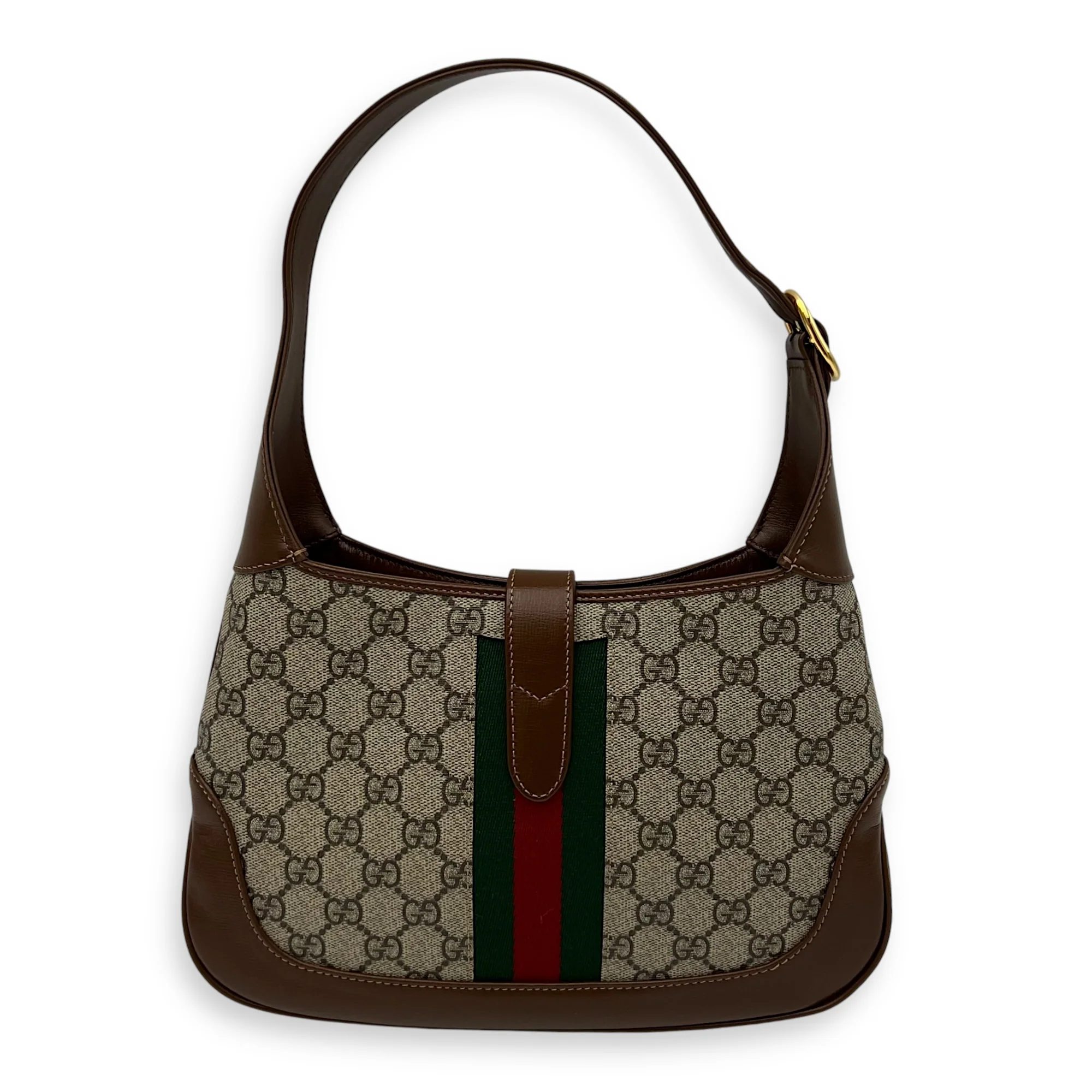 Jackie 1961 Shoulder Bag Brown in Coated Canvas, Gold hardware