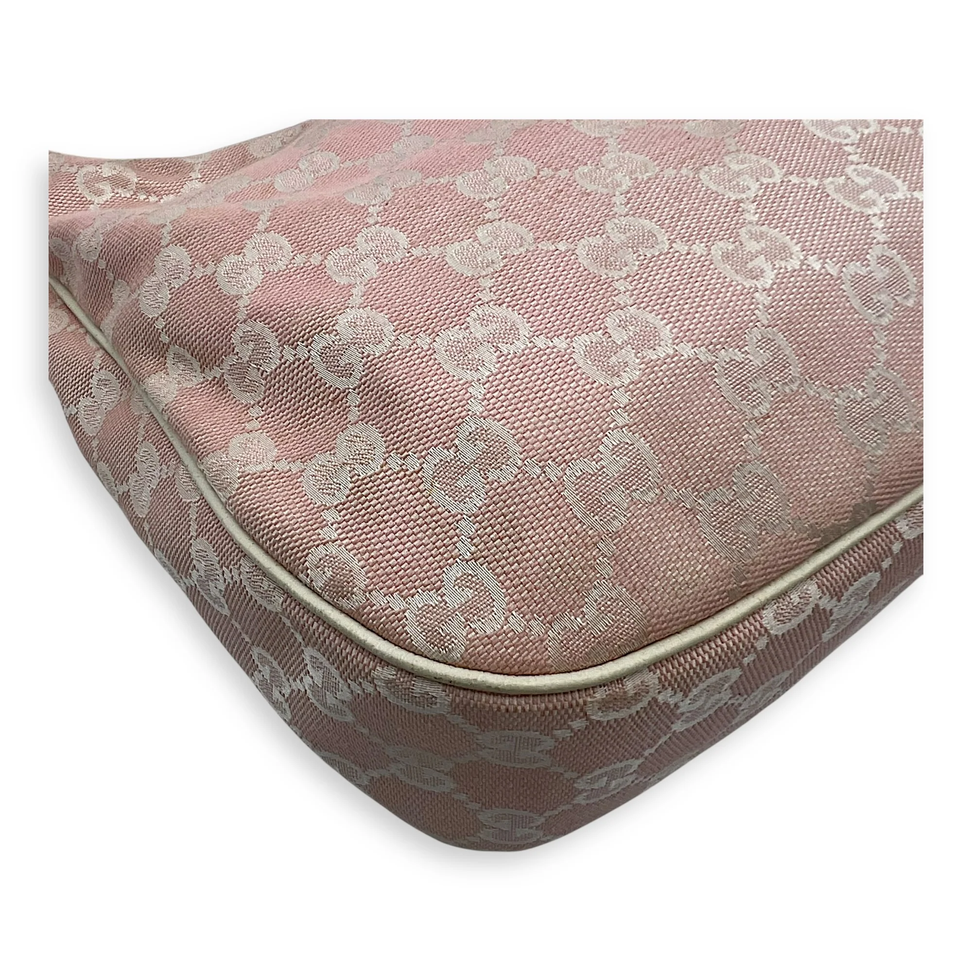 GG Shoulder Bag Pink in Canvas, Silver hardware