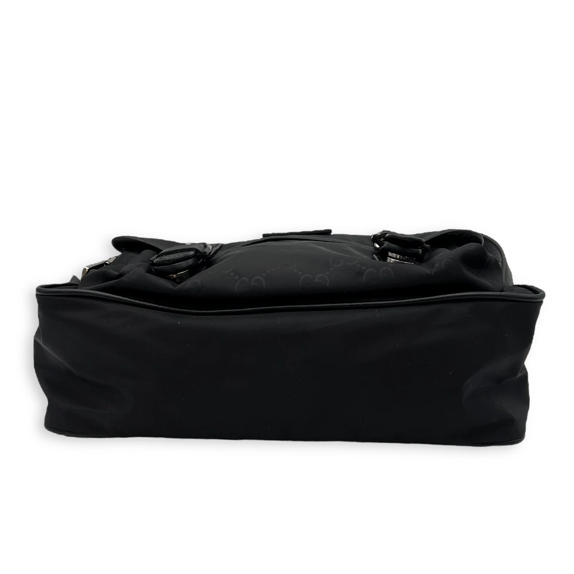 GG Crossbody Bag Black in Nylon, Silver hardware