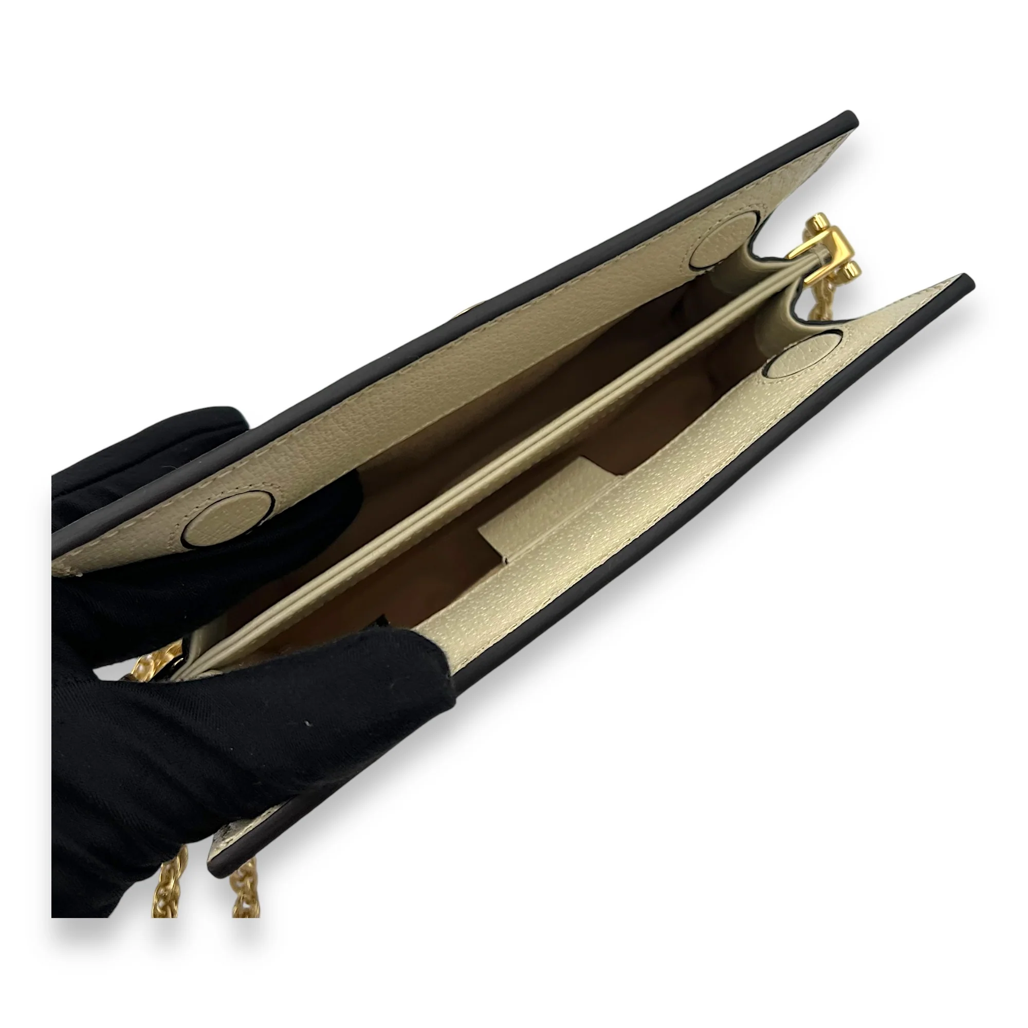 Ophidia Mini White Shoulder Bag in Coated Canvas, Gold hardware