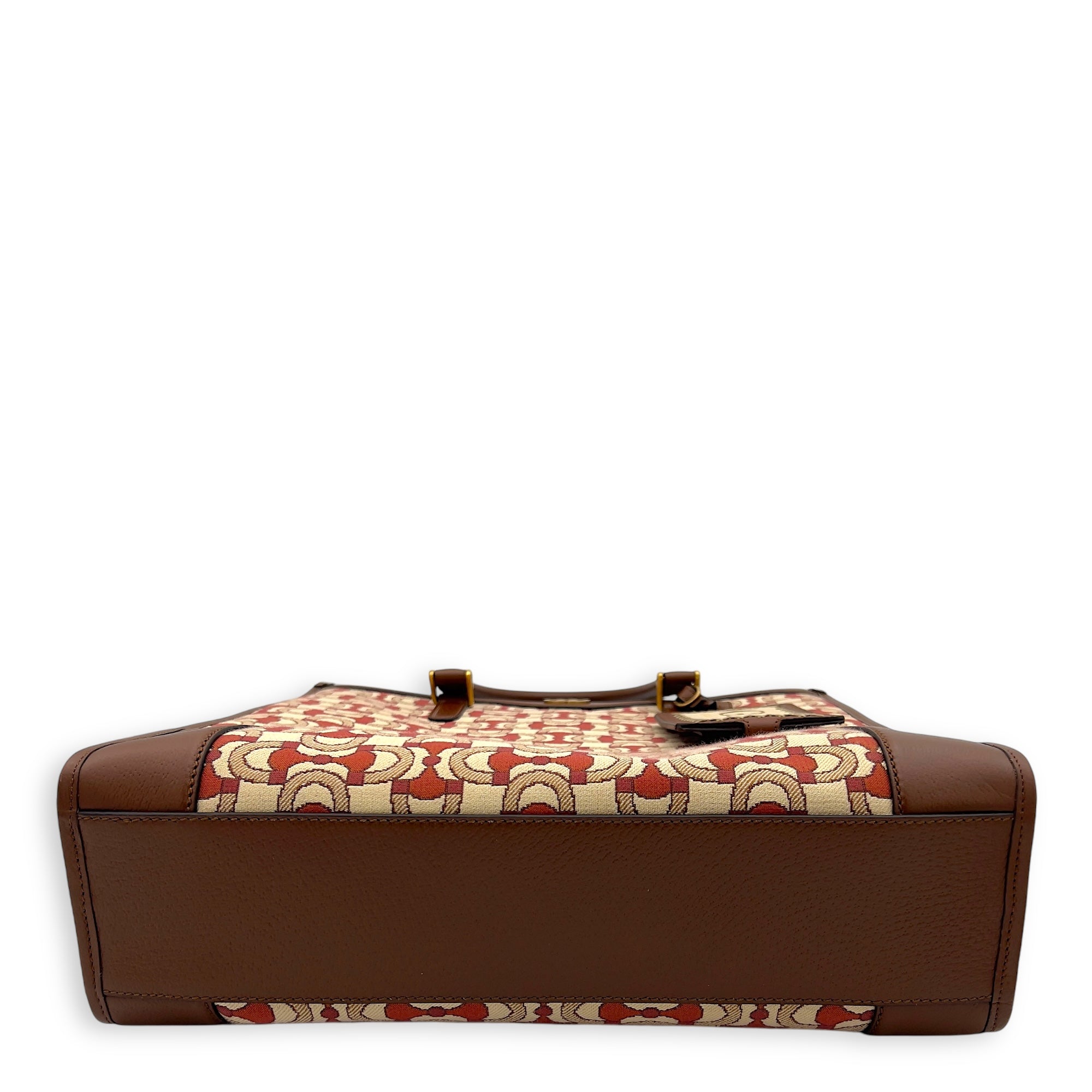 Interlocking G Red Tote Bag in Jacquard, Gold hardware