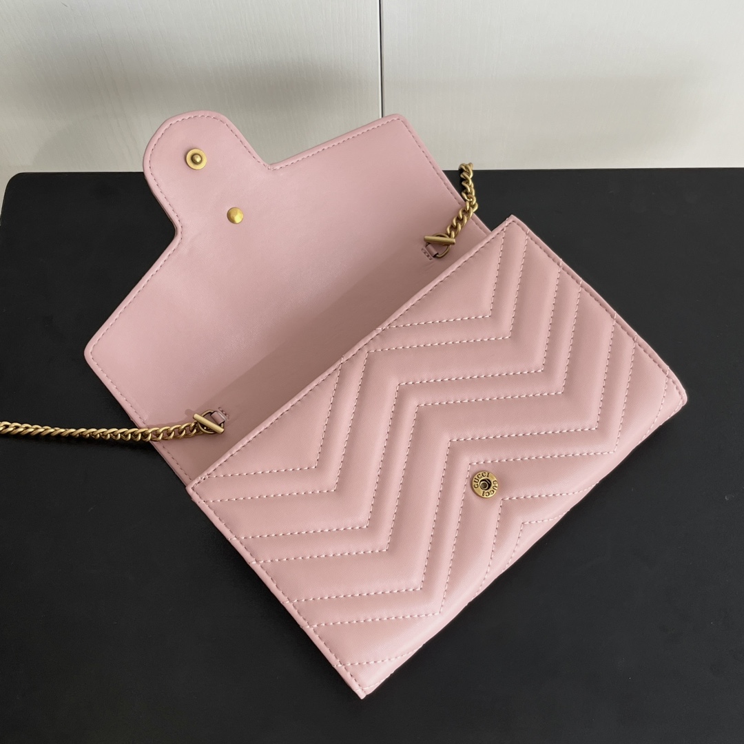 Gucci Marmont Chain Wallet - Pink Gold Wallet