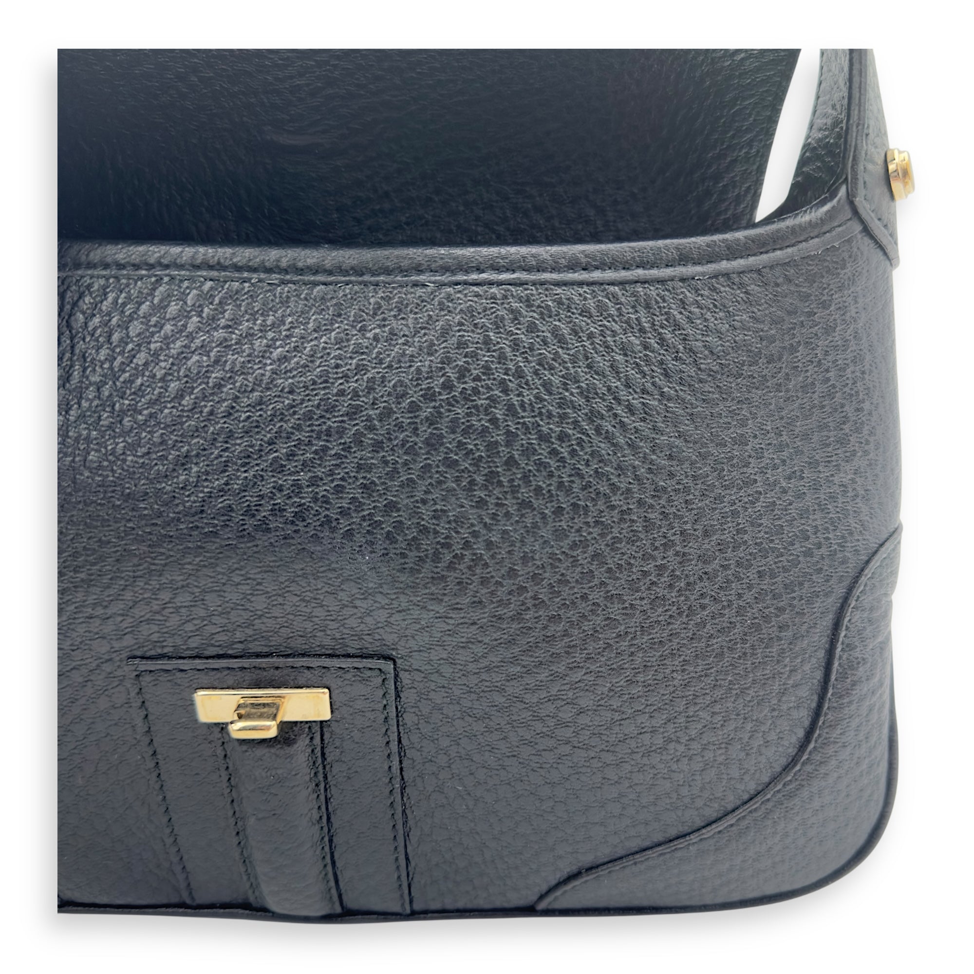 Logo Shoulder Bag Black in Calfskin, Gold hardware
