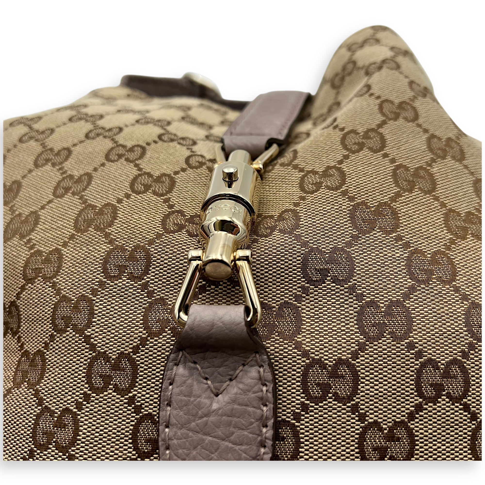 Jackie 1961 Shoulder Bag Brown in Canvas, Gold hardware