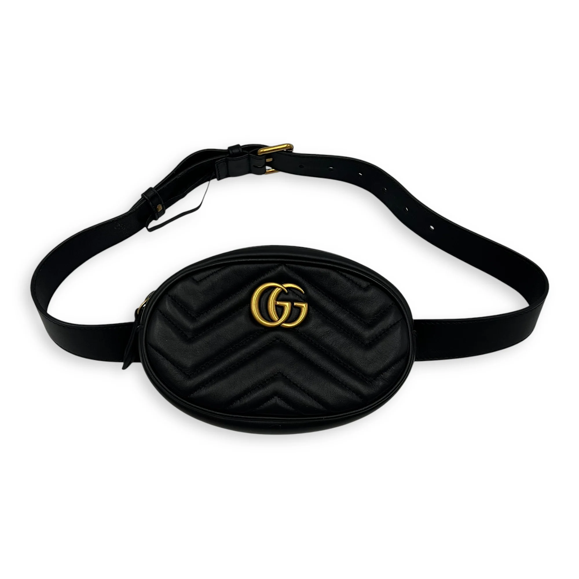 GG Marmont Belt Bag Black in Calfskin, Gold hardware