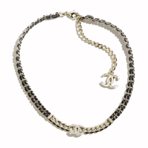 Double C Necklace Gold/Black/Crystal