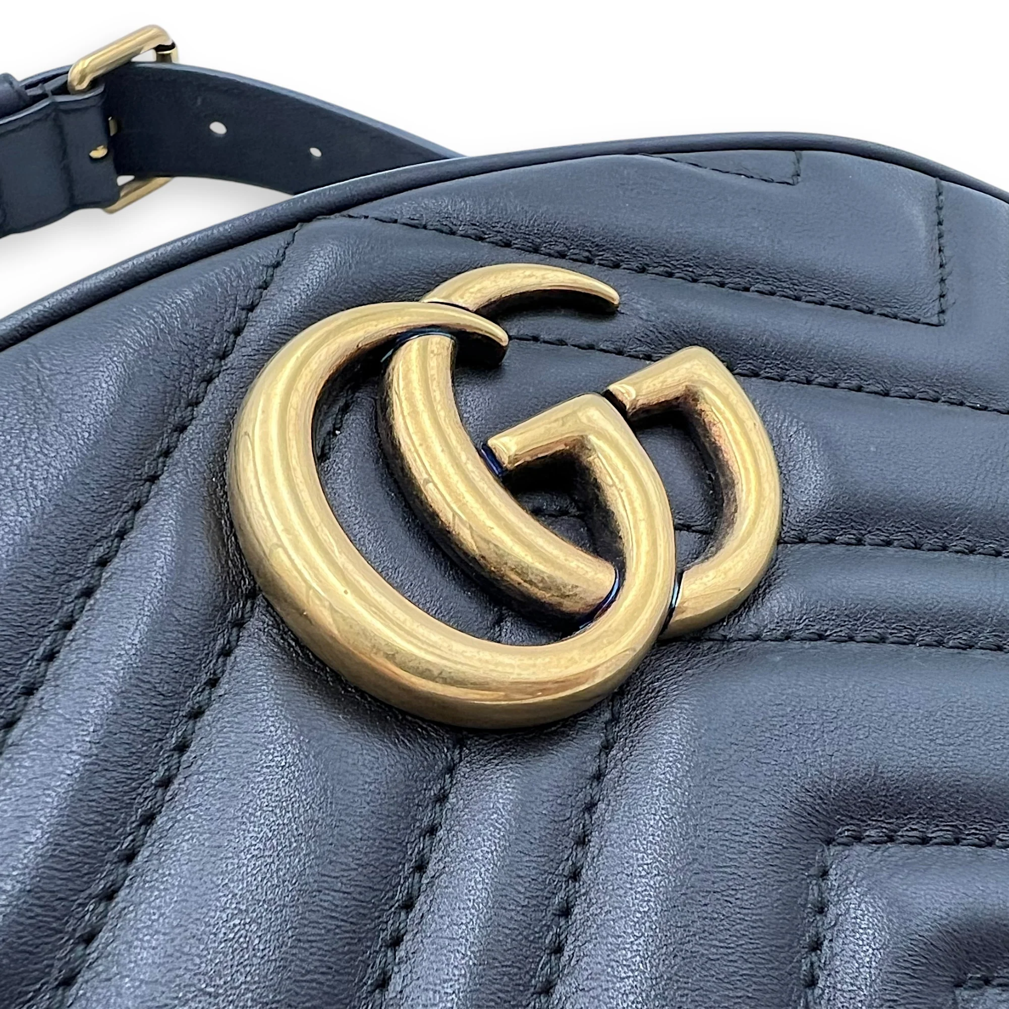 GG Marmont Belt Bag Black in Calfskin, Gold hardware