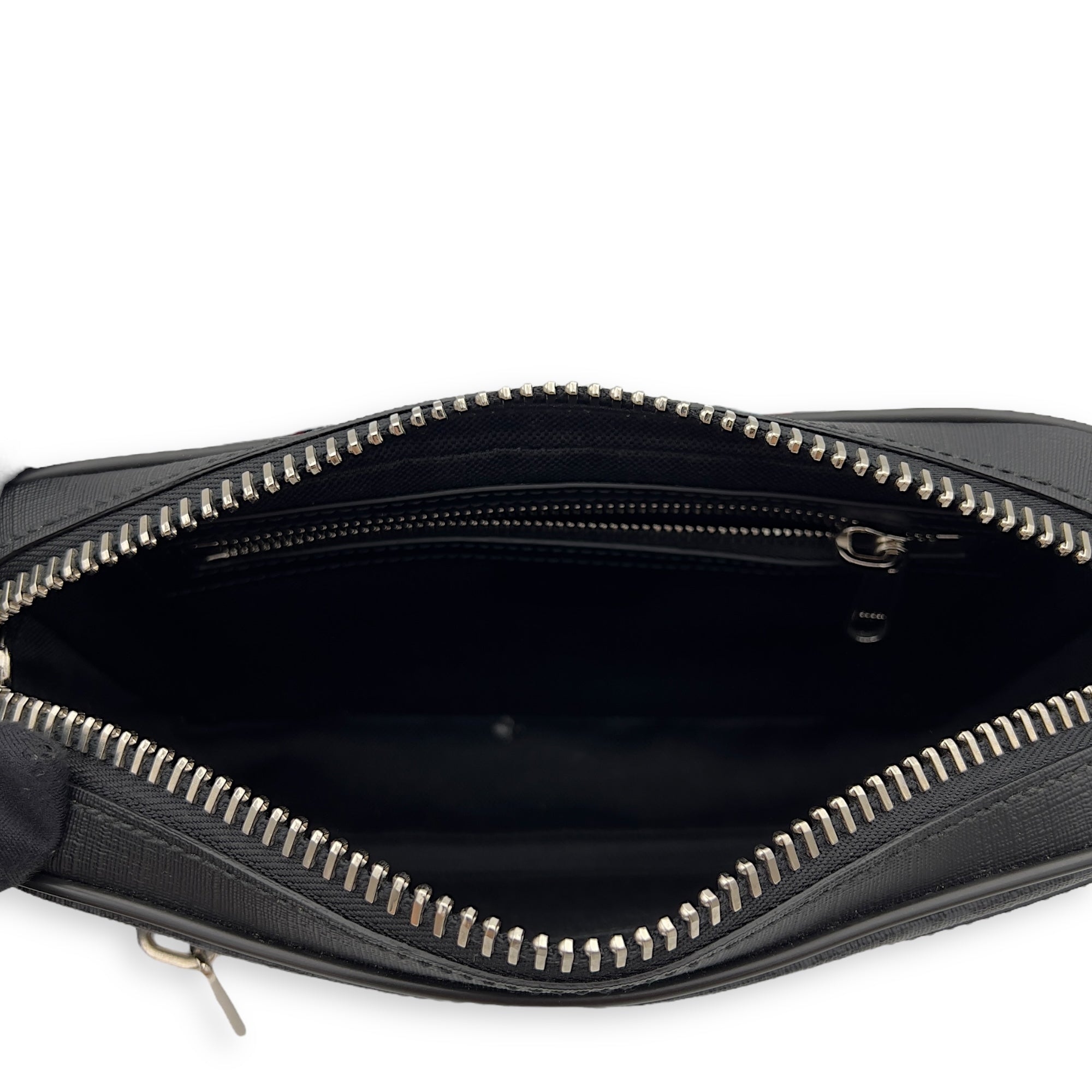 GG Supreme Black Belt Bag in Monogram Coated Canvas, Silver hardware