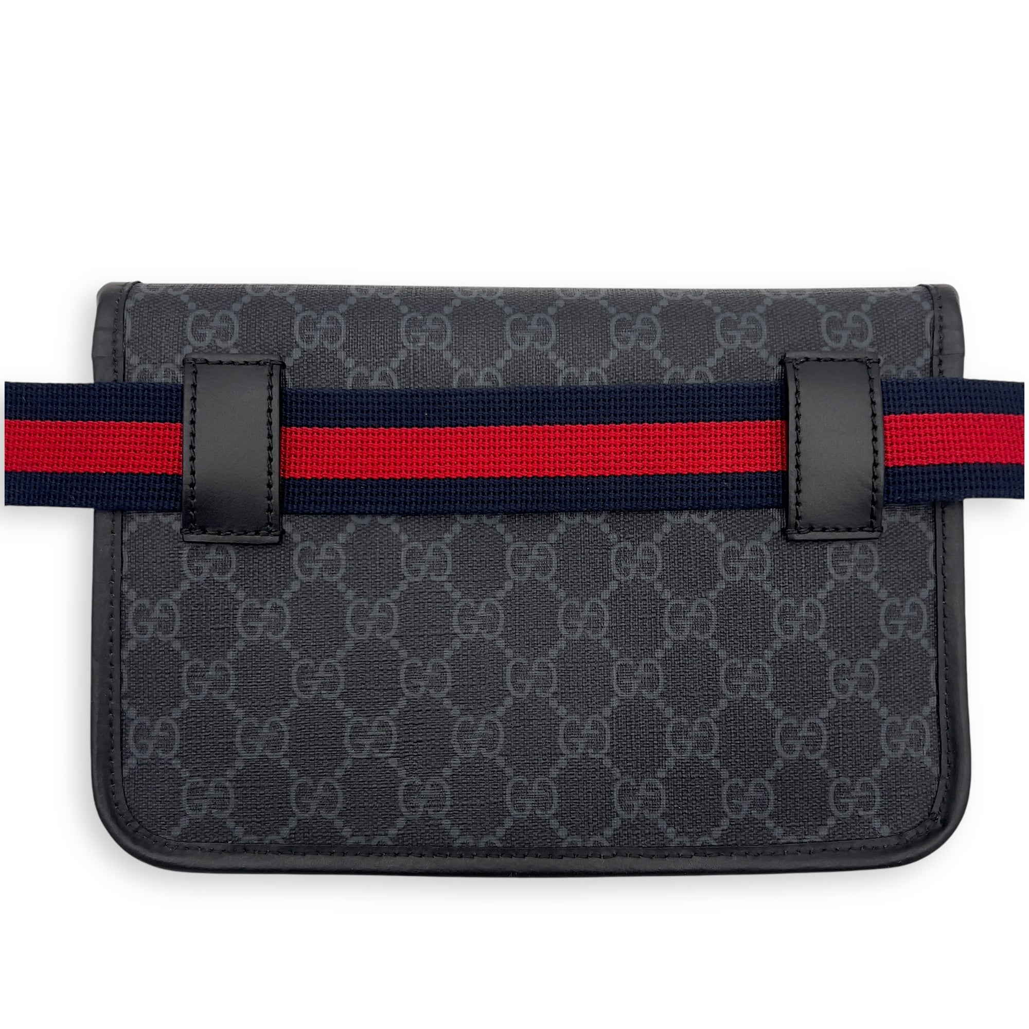 GG Supreme Belt Bag Black in Monogram Coated Canvas, Silver hardware