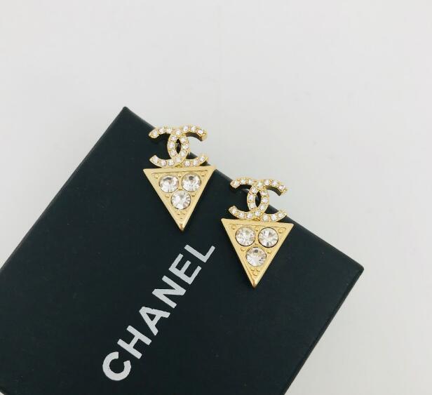 Double C diamond triangle earrings