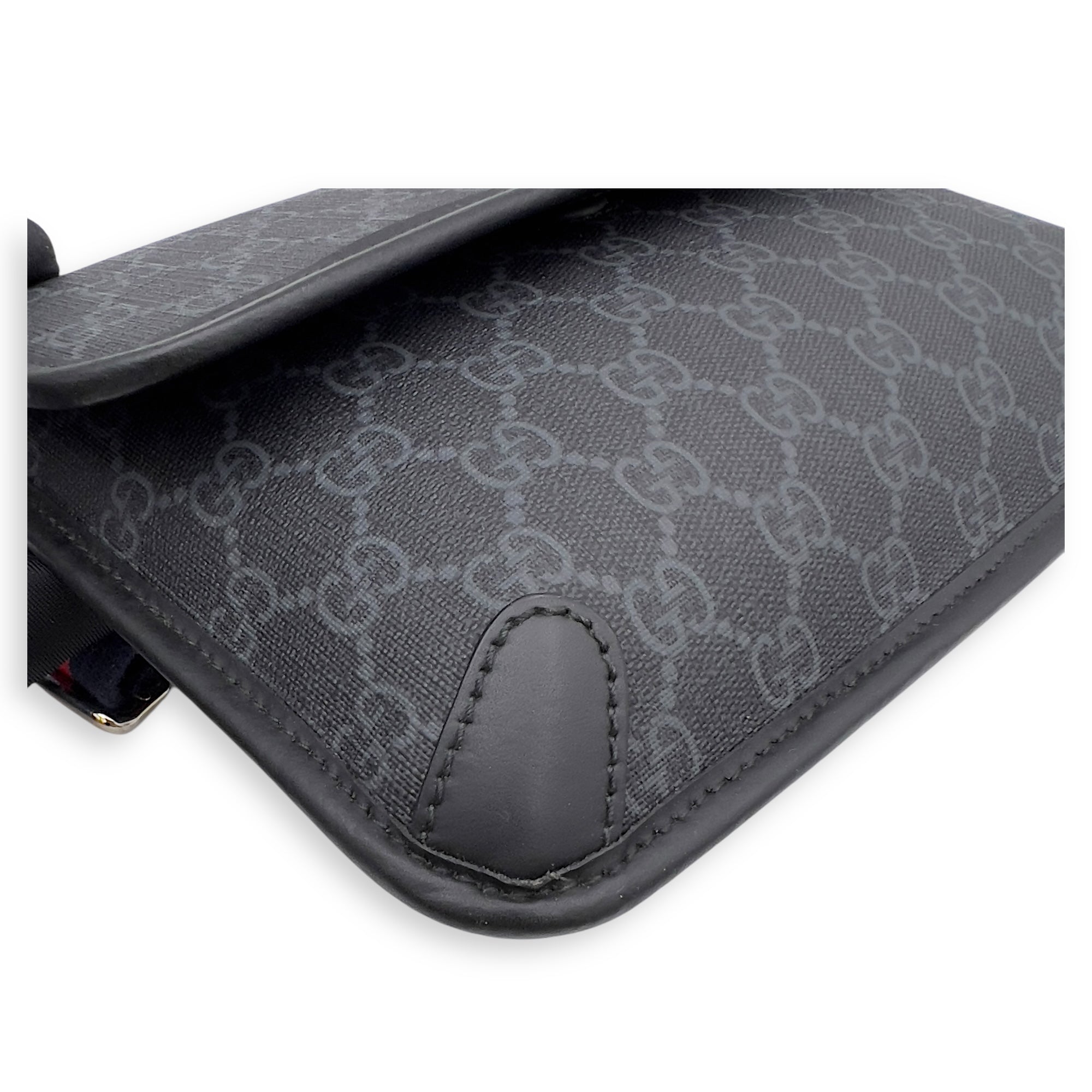 GG Supreme Belt Bag Black in Monogram Coated Canvas, Silver hardware