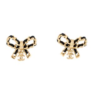 2022 Leather Bow CC Stud Earrings