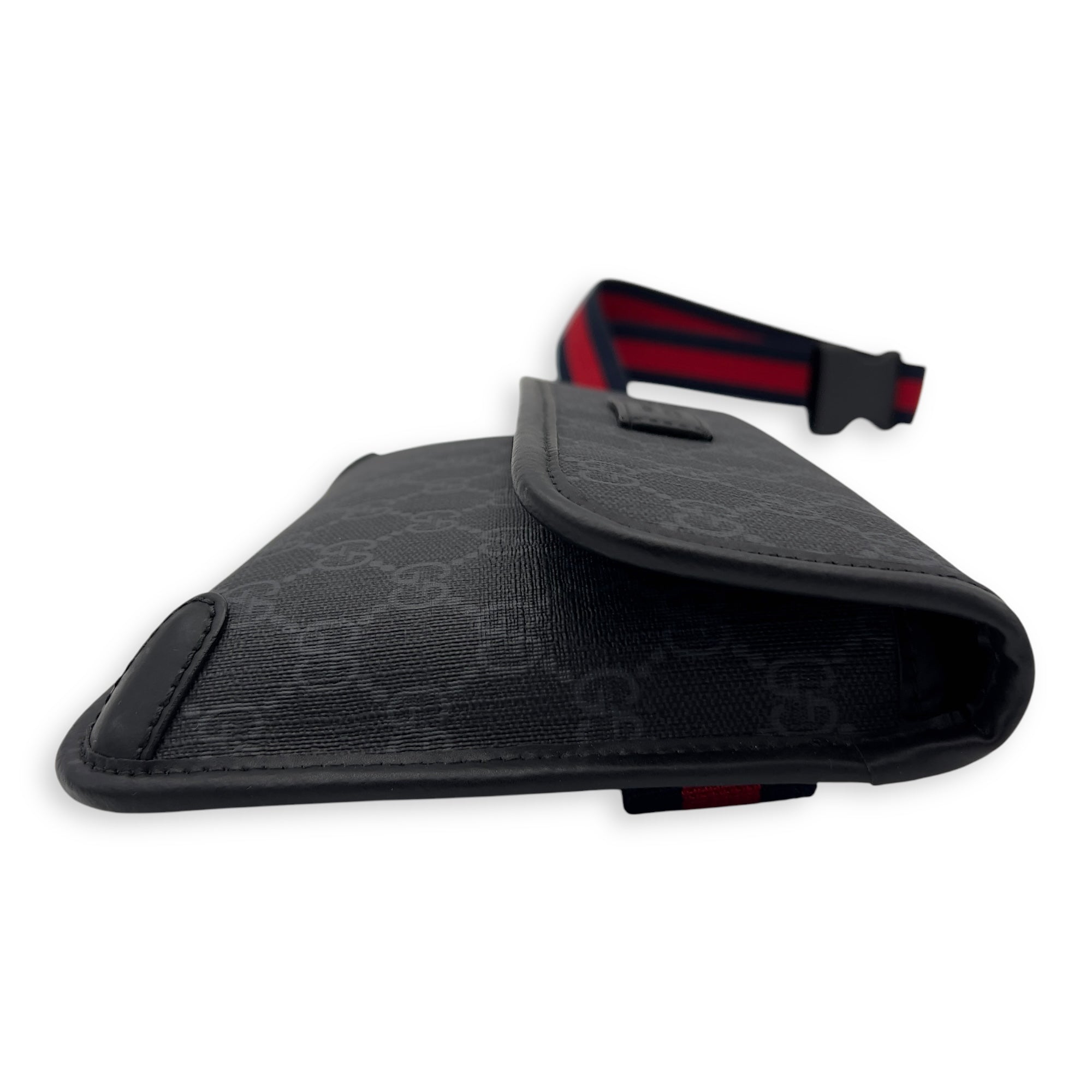 GG Supreme Belt Bag Black in Monogram Coated Canvas, Silver hardware