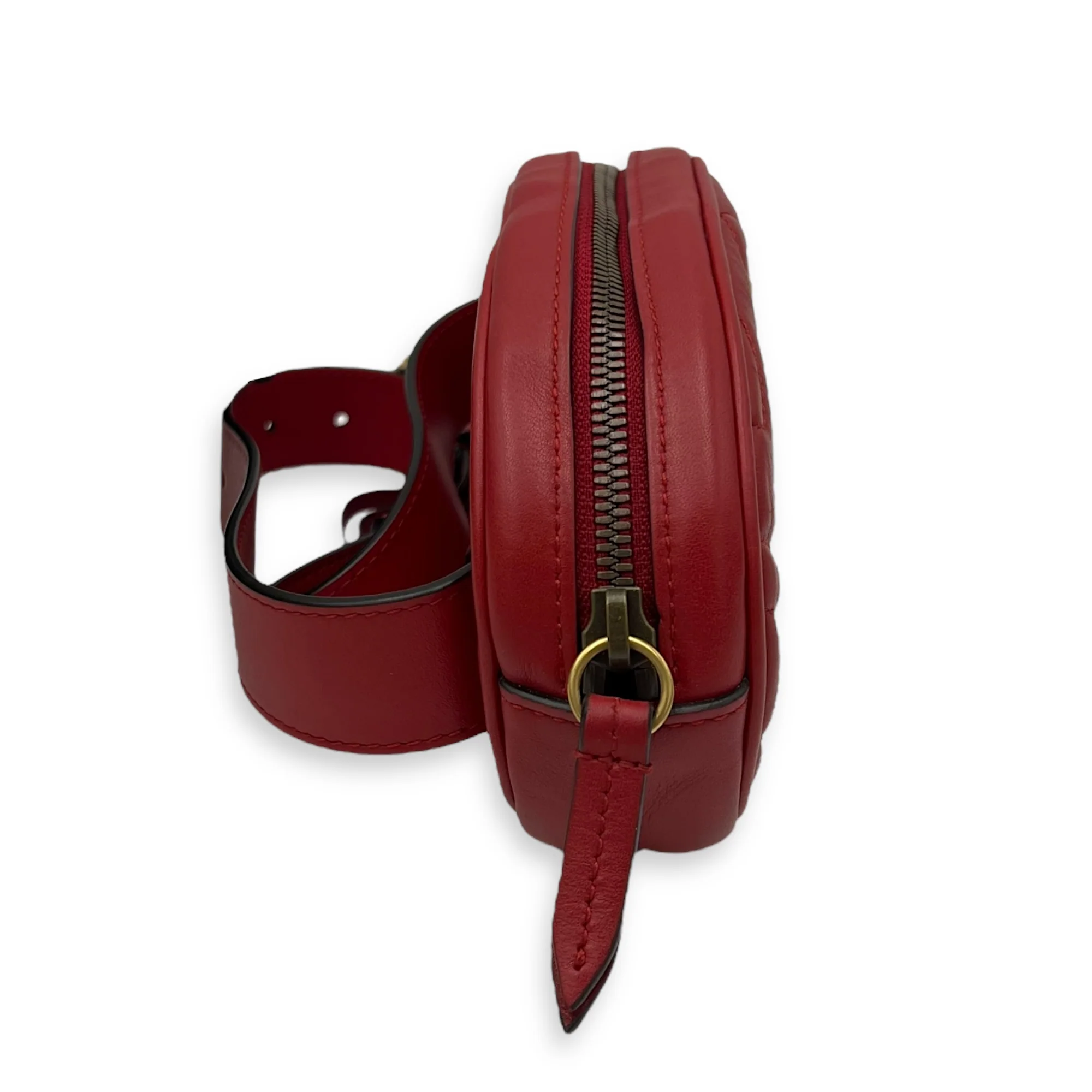 GG Marmont Belt Bag Red in Calfskin, Gold hardware