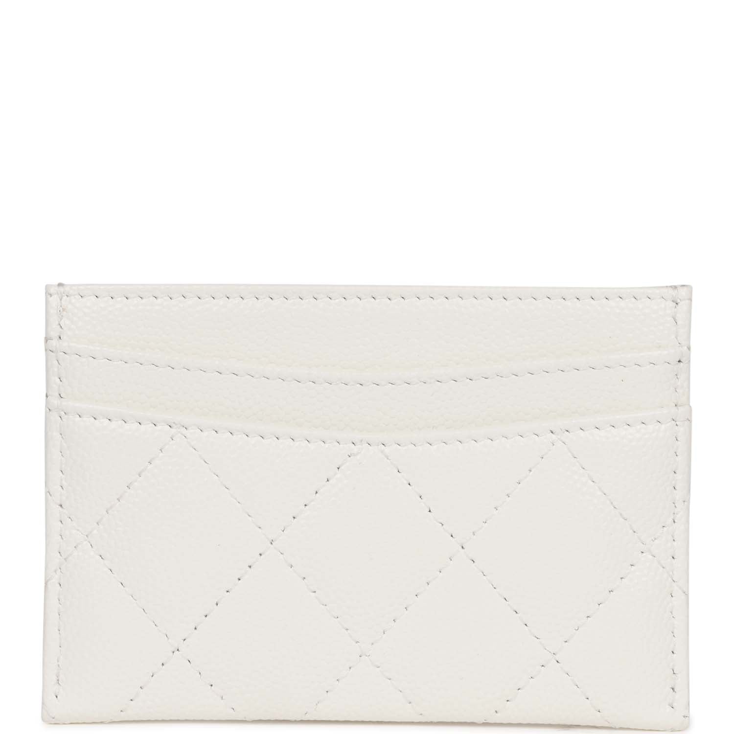 Card Holder Wallet White Caviar Light Gold Hardware