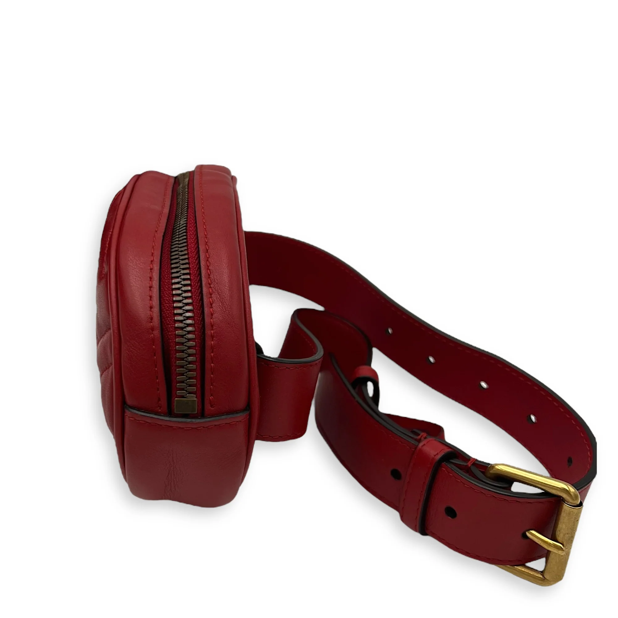 GG Marmont Belt Bag Red in Calfskin, Gold hardware