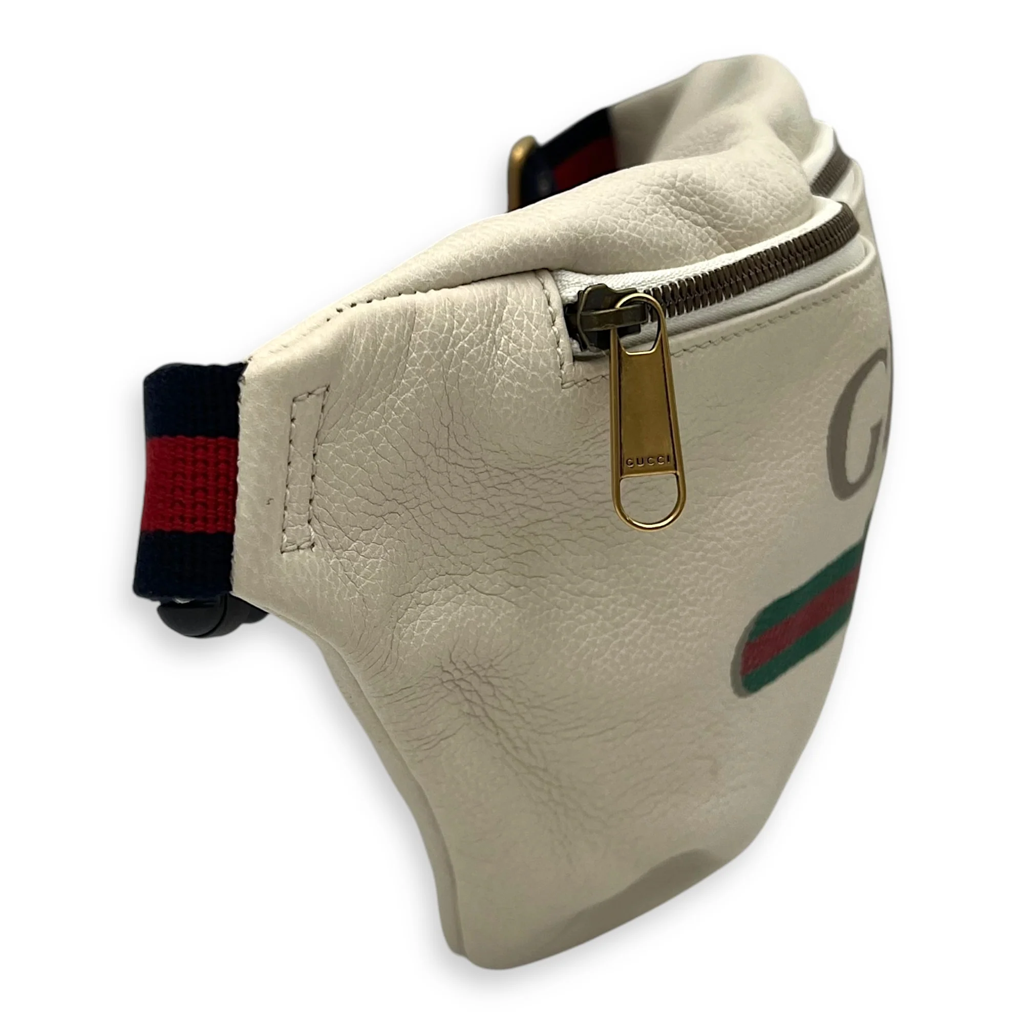 Logo Belt Bag White in Calfskin, Gold hardware