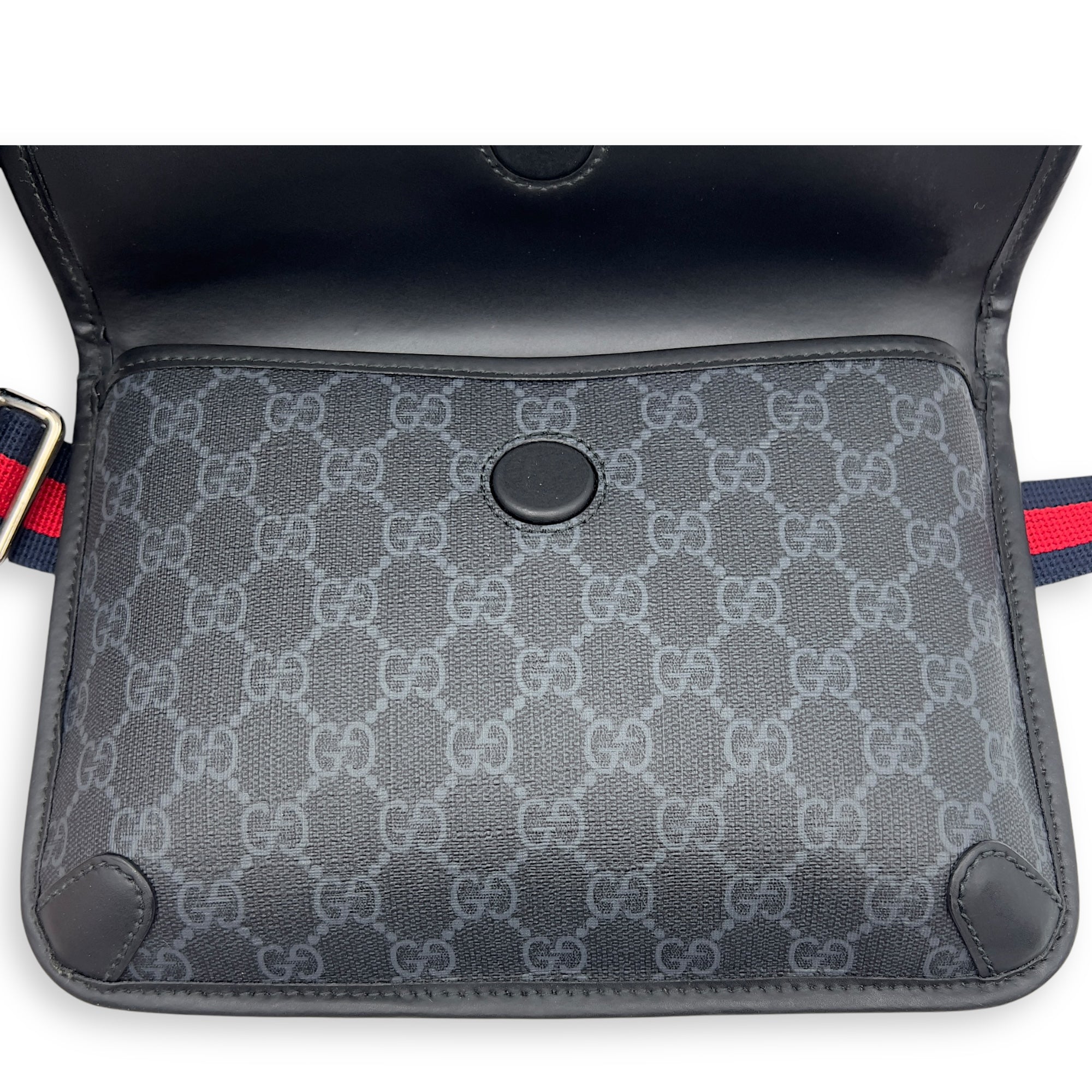 GG Supreme Belt Bag Black in Monogram Coated Canvas, Silver hardware