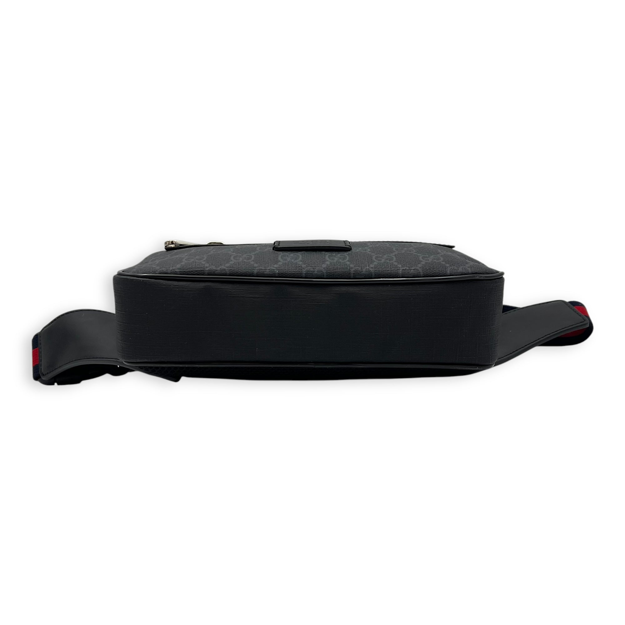 GG Supreme Belt Bag Black in Monogram Coated Canvas, Silver hardware