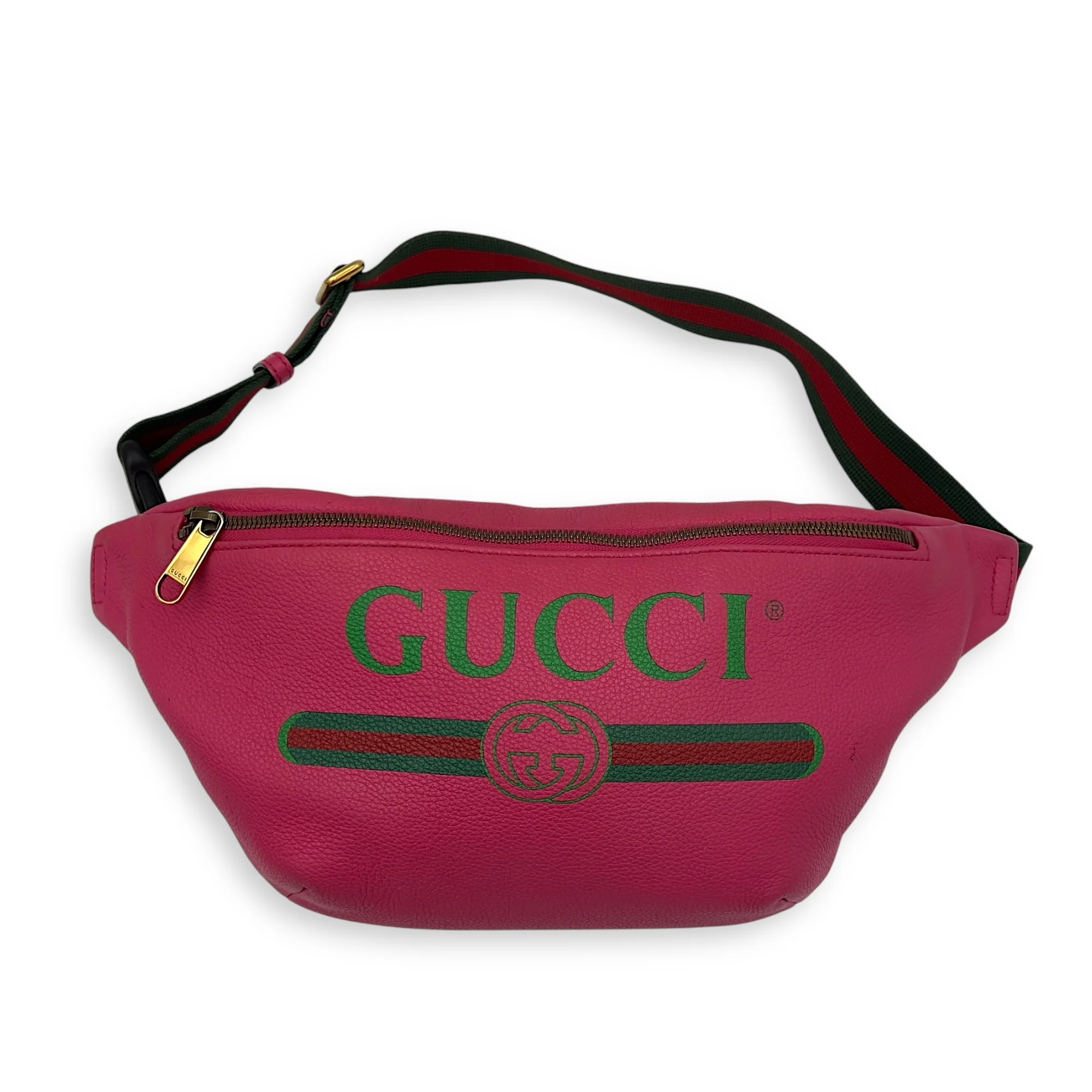 Logo Belt Bag Pink in Calfskin, Silver hardware