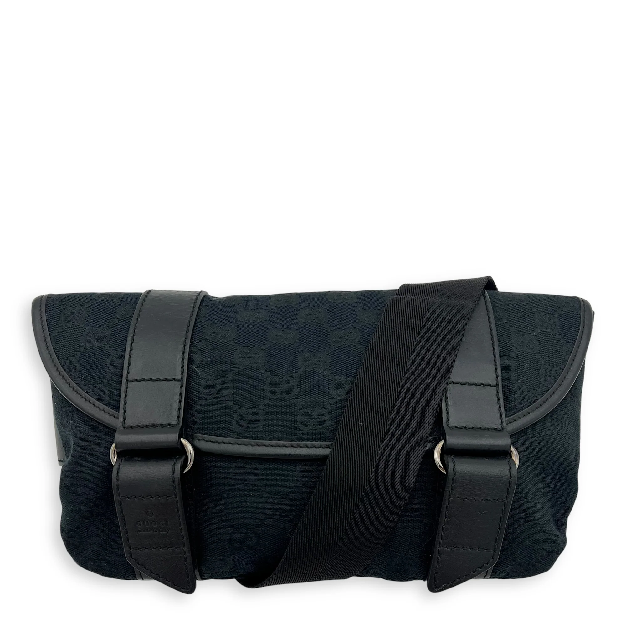 GG Belt Bag Black in Canvas, Silver hardware
