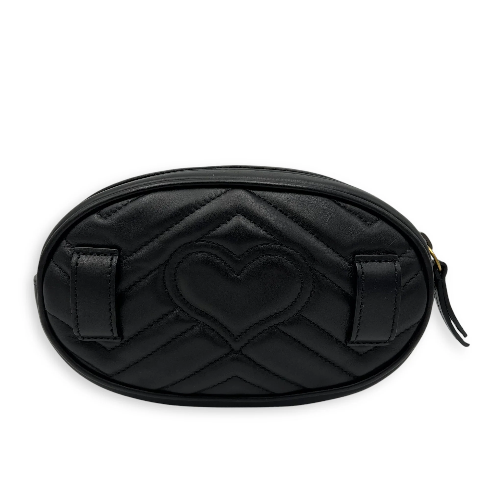 GG Marmont 75cm Black Belt Bag in Calfskin, Gold hardware