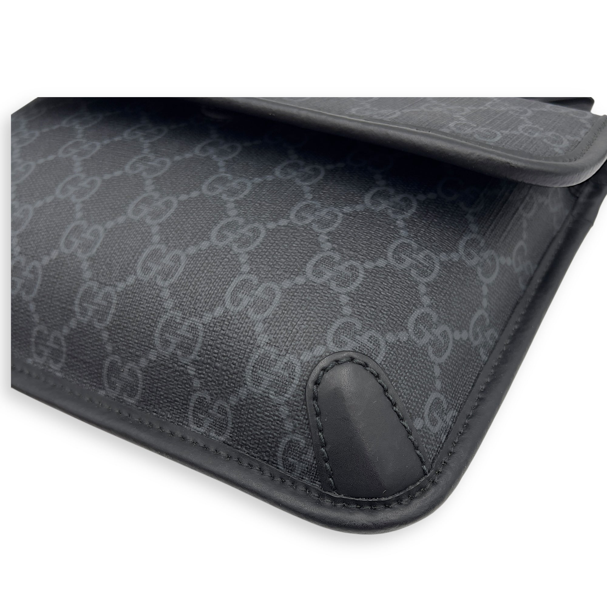 GG Supreme Belt Bag Black in Monogram Coated Canvas, Silver hardware