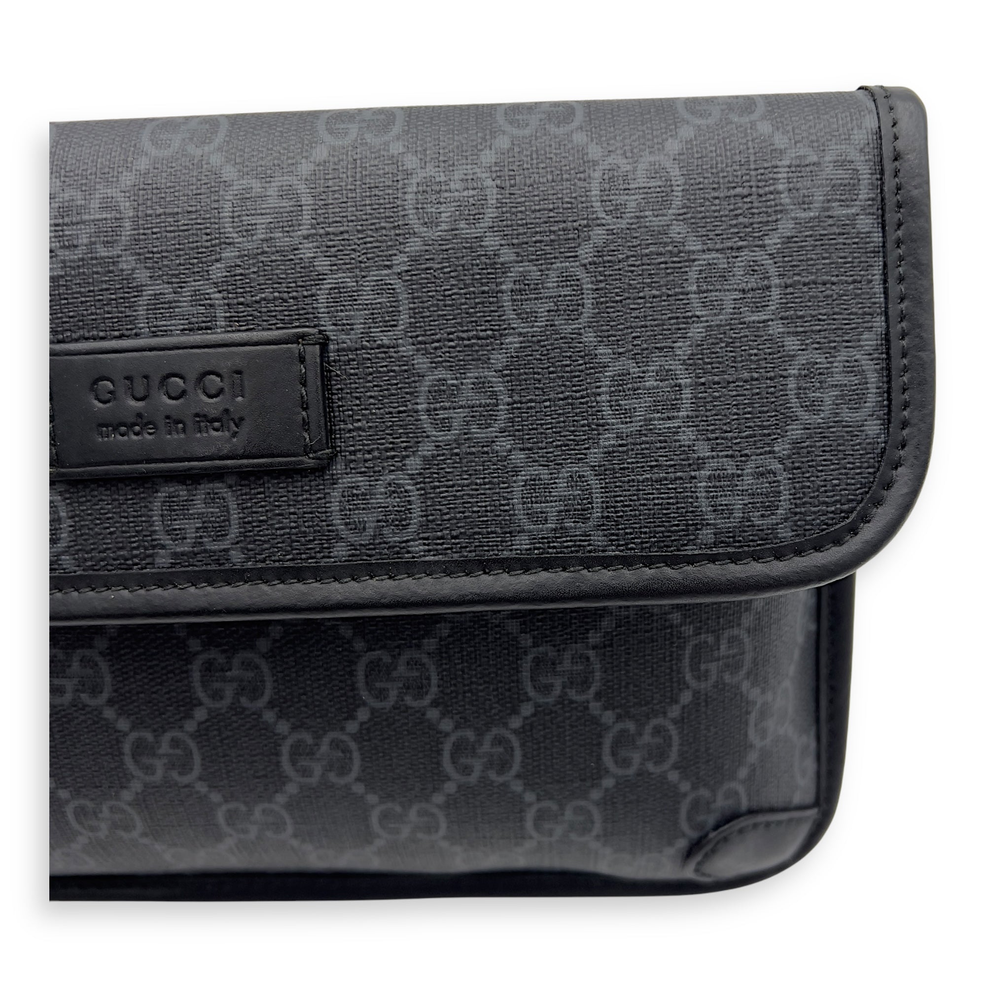 GG Supreme Belt Bag Black in Monogram Coated Canvas, Silver hardware