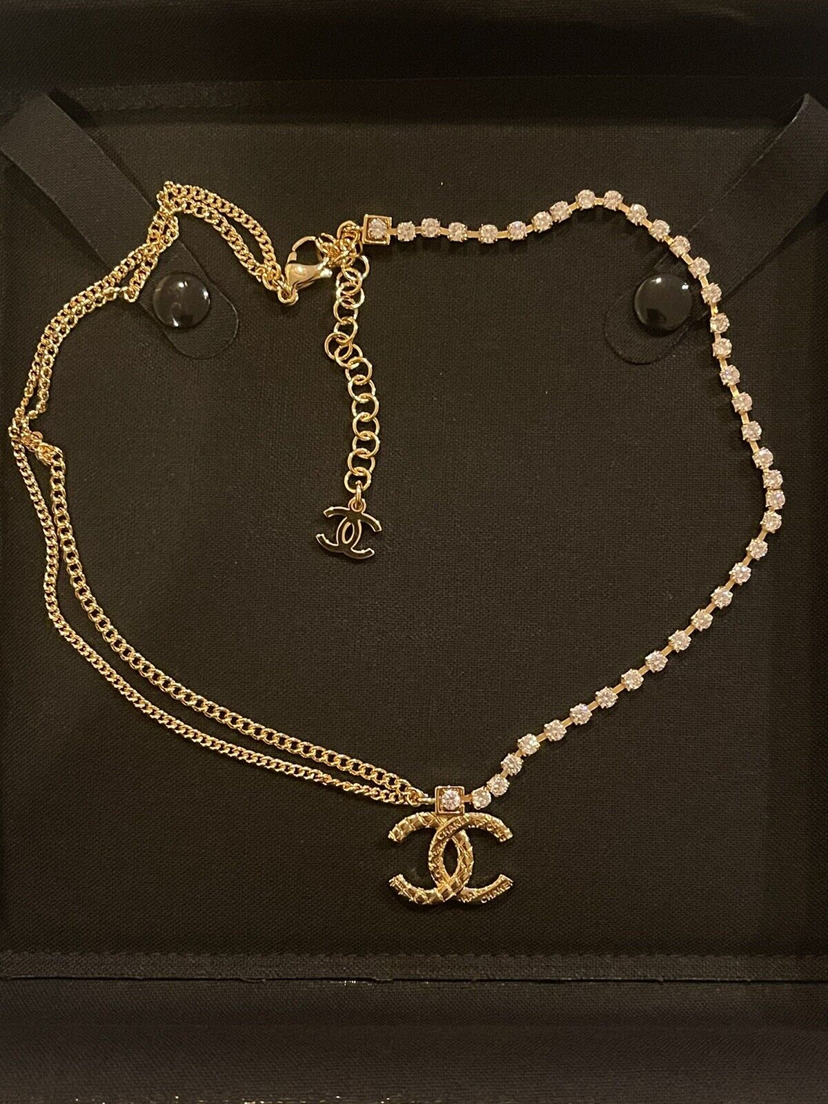 Vintage Crystal Chain Necklace Gold Plated