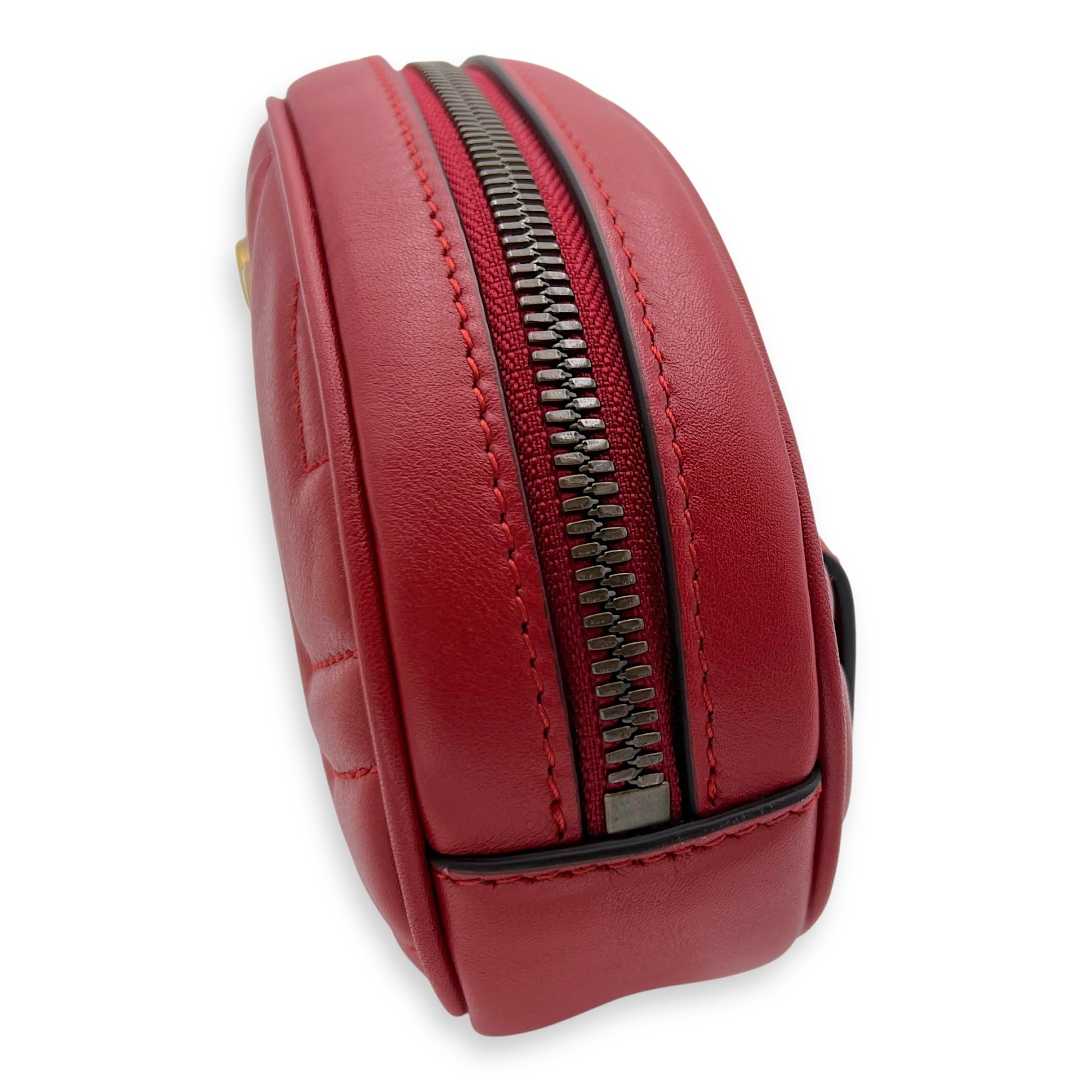 GG Marmont Belt Bag Red in Calfskin, Gold hardware