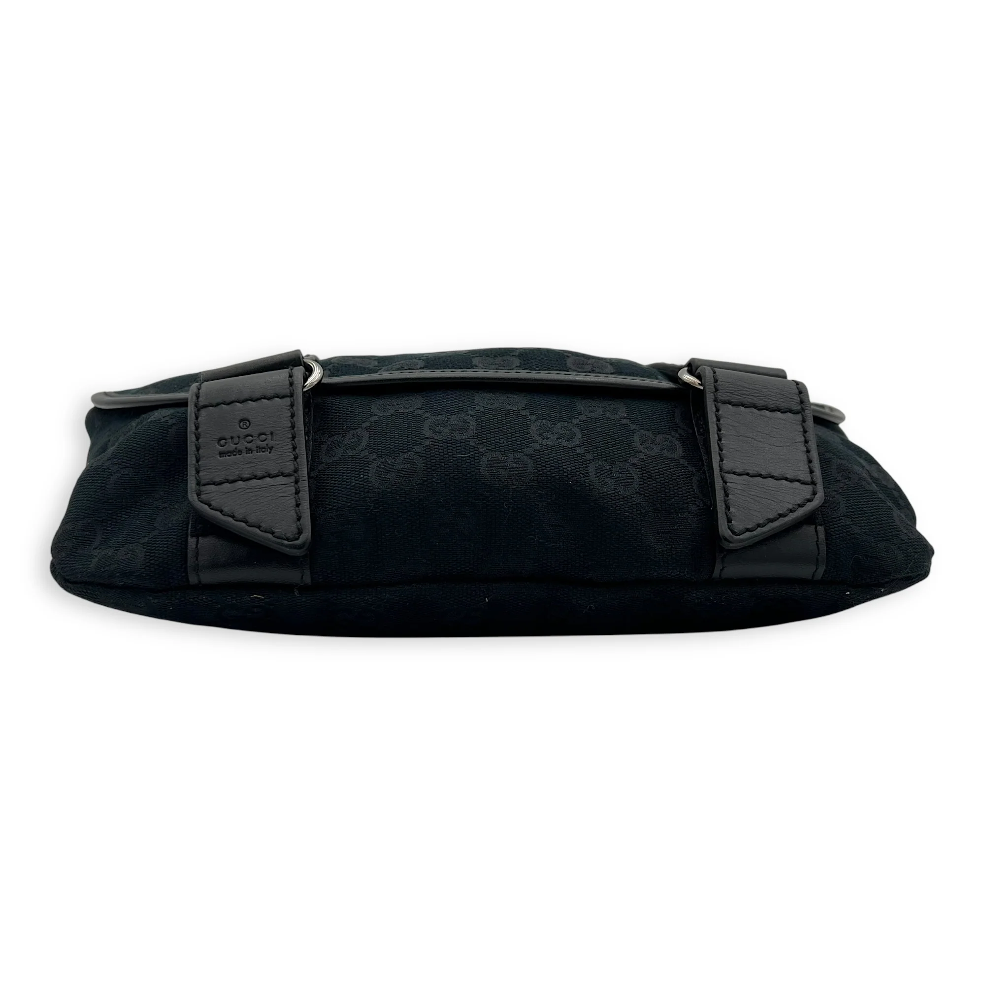 GG Belt Bag Black in Canvas, Silver hardware