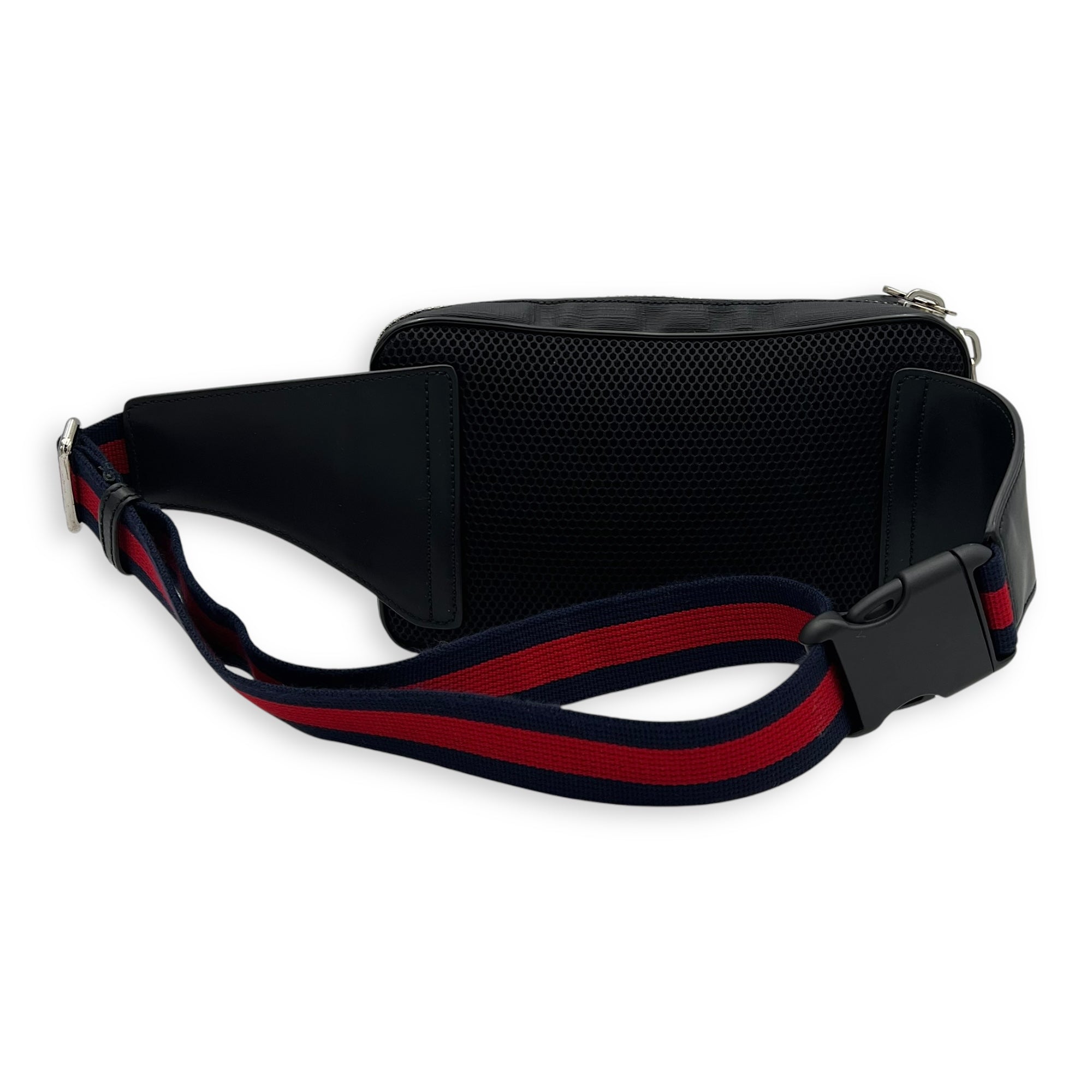 GG Supreme Belt Bag Black in Monogram Coated Canvas, Silver hardware