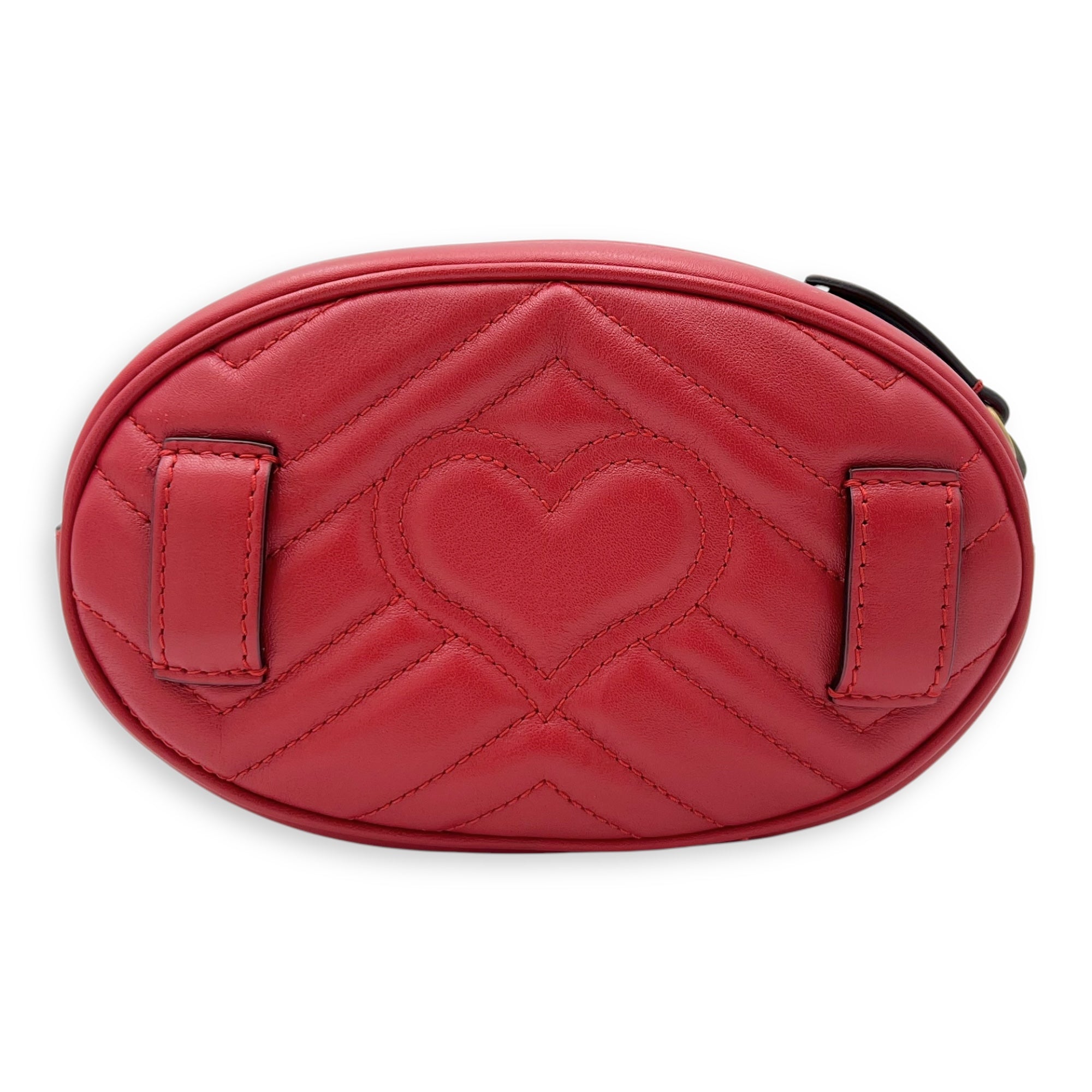 GG Marmont Belt Bag Red in Calfskin, Gold hardware