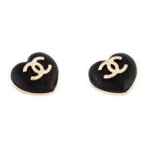 2022 Leather Heart CC Stud Earrings
