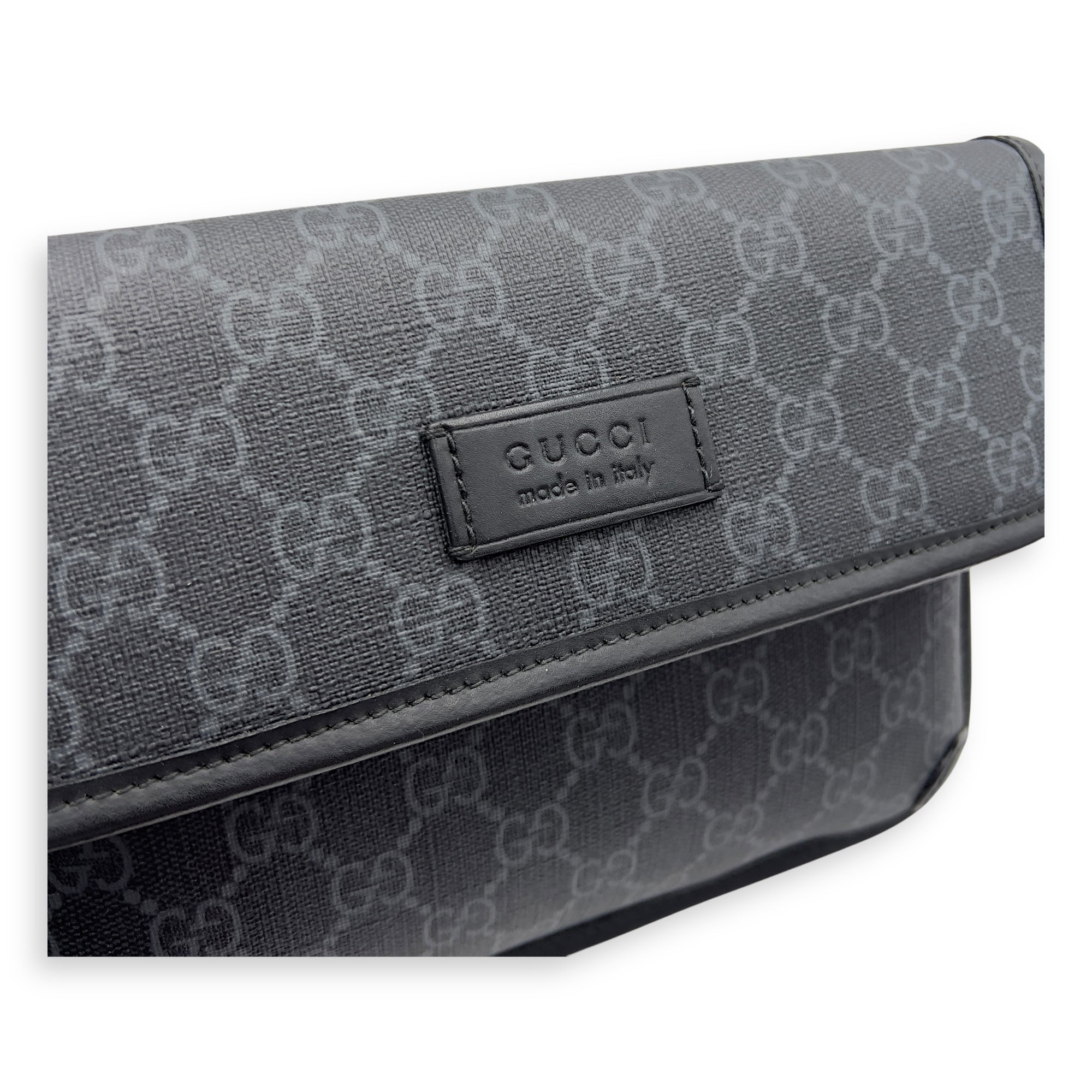 GG Supreme Belt Bag Black in Monogram Coated Canvas, Silver hardware