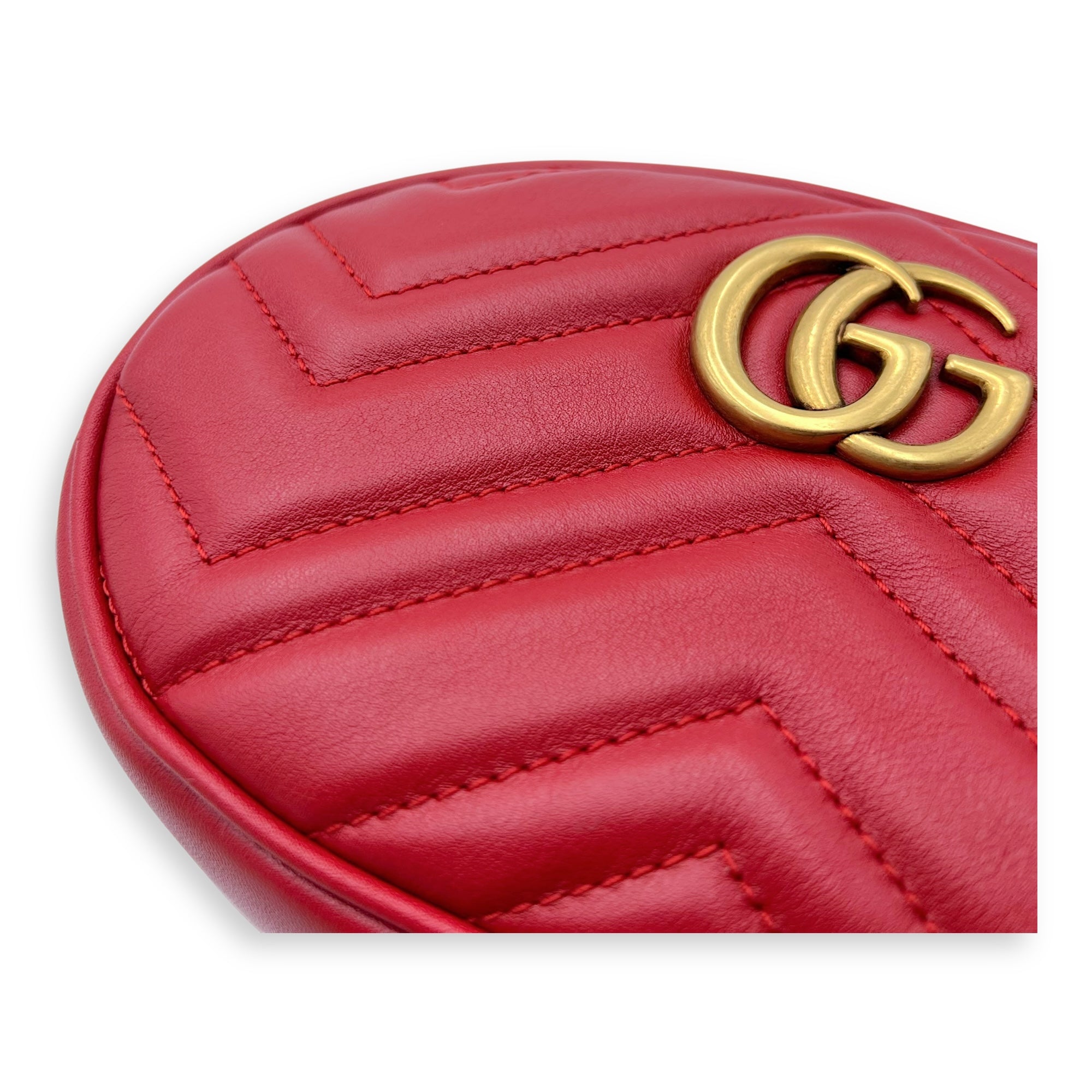 GG Marmont Belt Bag Red in Calfskin, Gold hardware