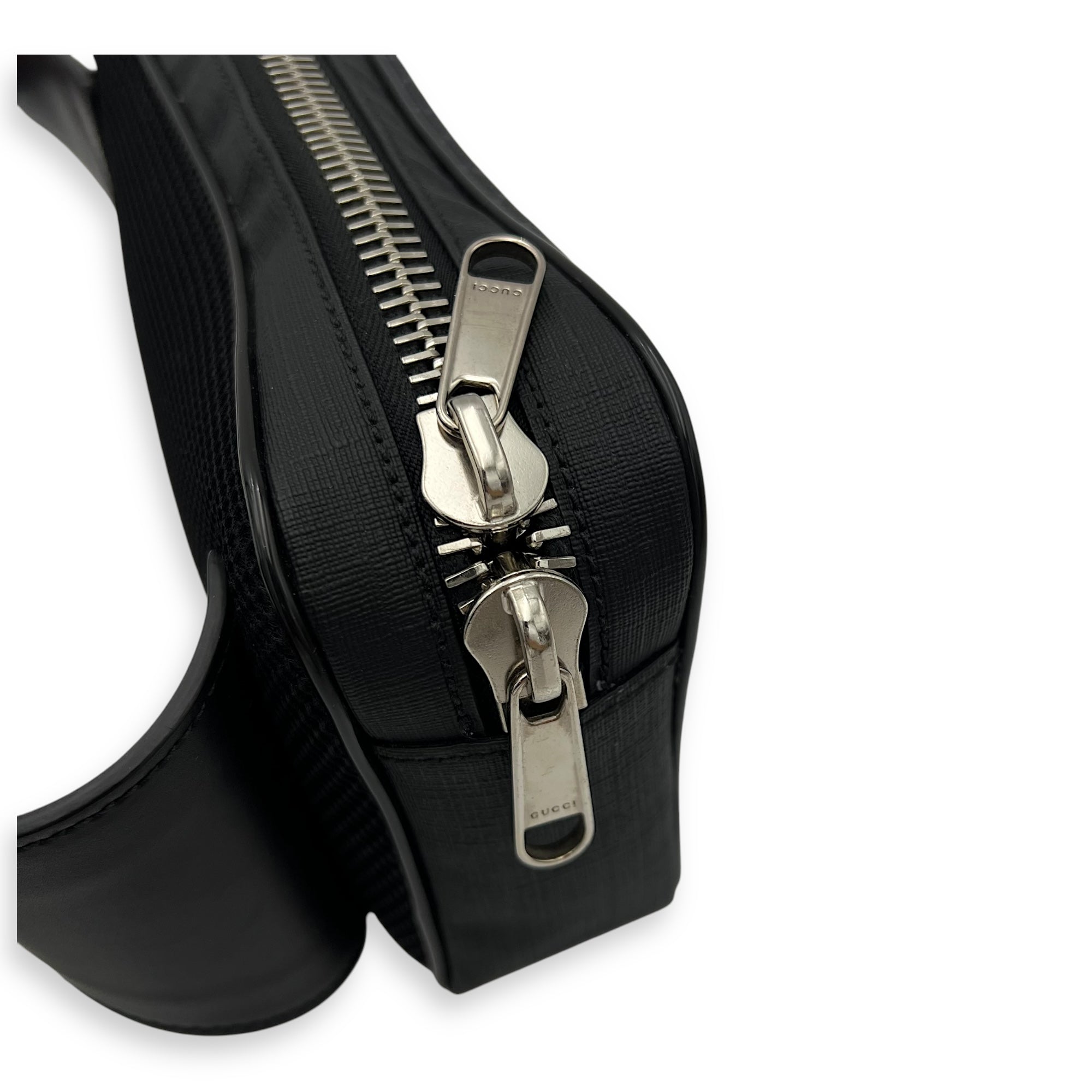 GG Supreme Belt Bag Black in Monogram Coated Canvas, Silver hardware
