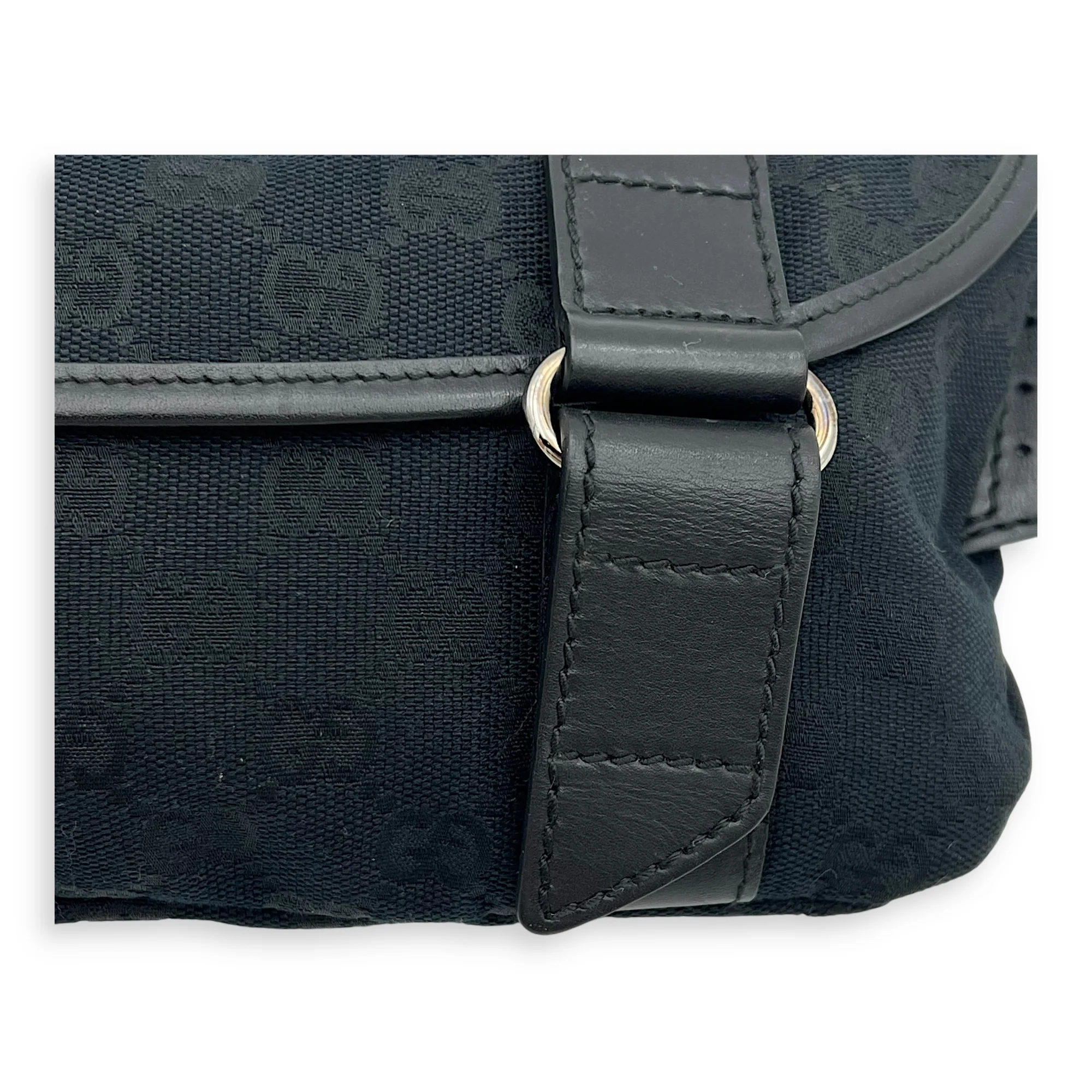 GG Belt Bag Black in Canvas, Silver hardware