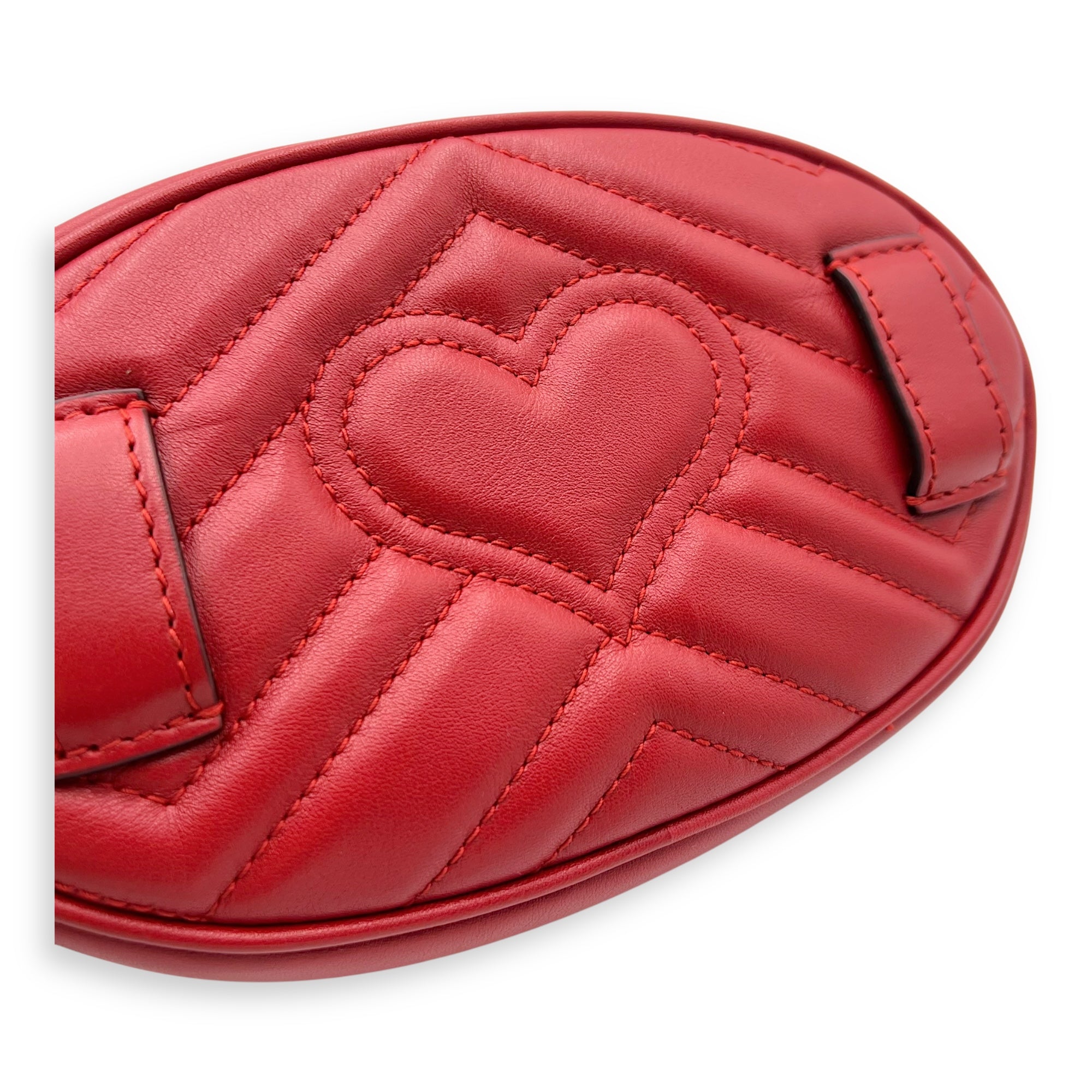 GG Marmont Belt Bag Red in Calfskin, Gold hardware